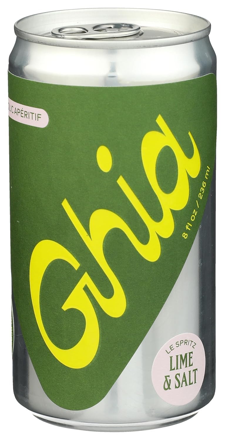 Ghia Non-Alcoholic Le Spritz | Lime + Salt 1-Pack | Canned Mocktail & Cocktail Mixer, Zero Proof Sparkling Apéritif with Soothing Herbal Extracts | No Sugar, No Artificial Flavors, Caffeine-Free