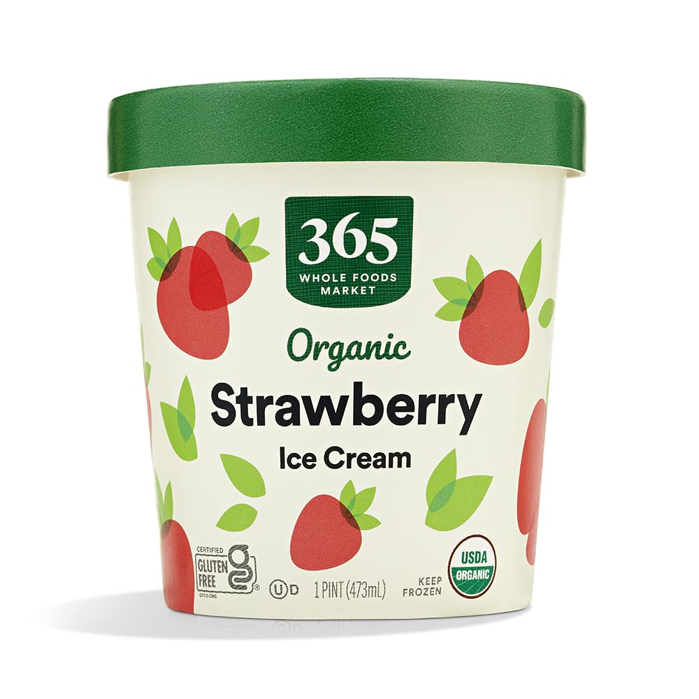 Organic Strawberry Ice Cream, 1 pint