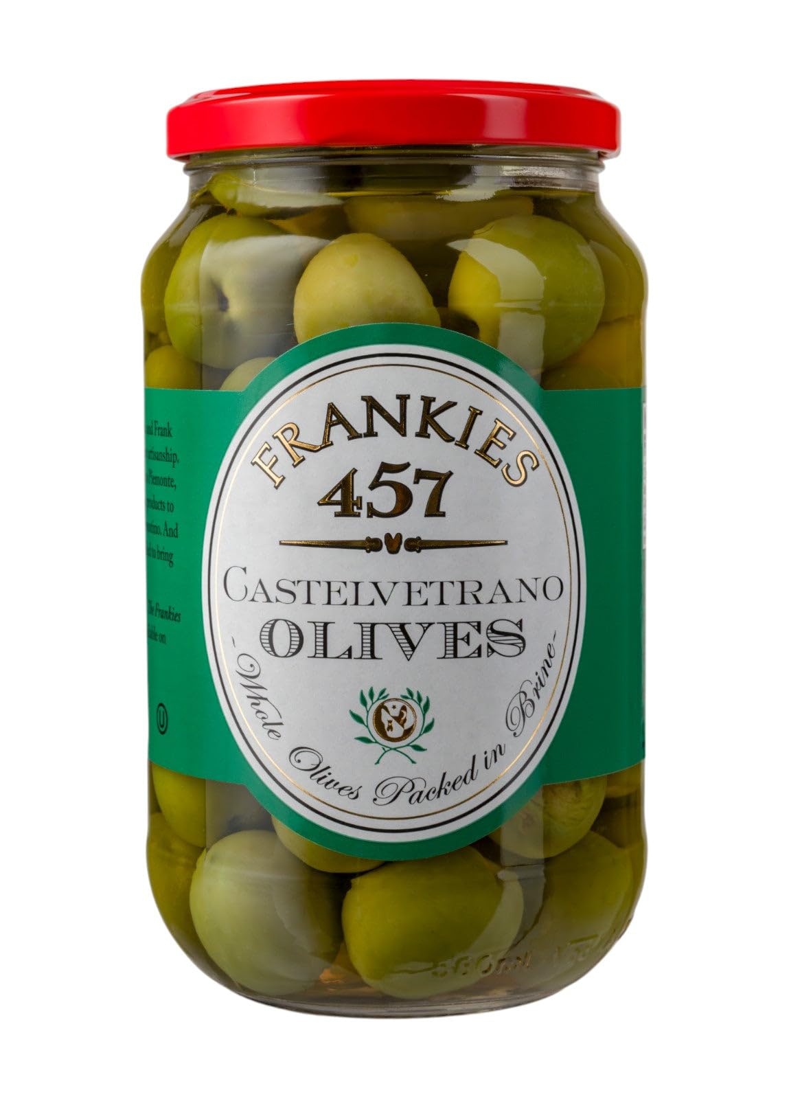 Frankies 457 Whole Castelvetrano Olives, 19 oz Jar | Authentic Sicilian, Premium Handpicked, Snacking-Aperitif-Cooking-Baking, Heart-Healthy, Product Of Italy