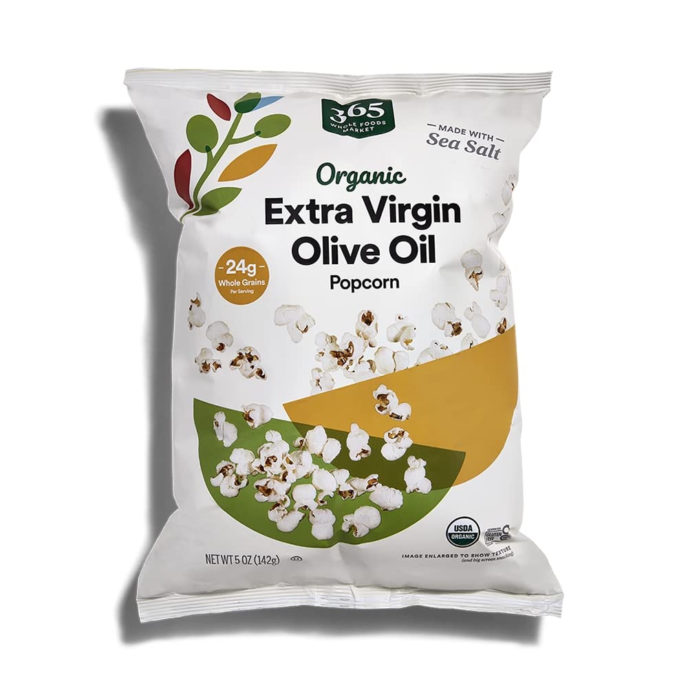 Organic Extra Virgin Olive Oil and Sea Salt Popcorn, 5 Ounce