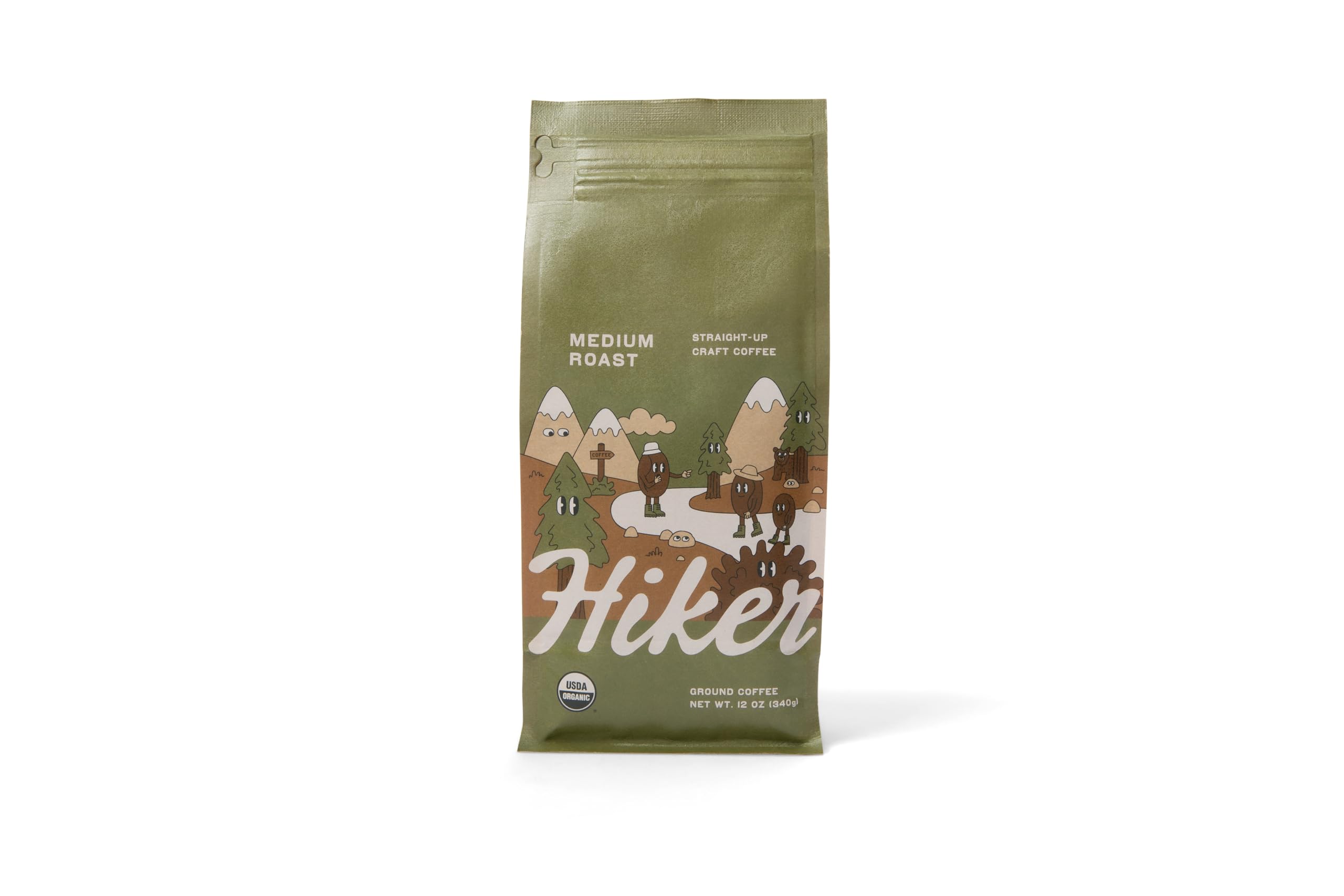 Hiker Coffee USDA Organic Mold Free Ground Coffee, Lab Tested Mycotoxin Free, Clean Beans, Small Batch Roasted, Compostable Packaging, Medium Roast