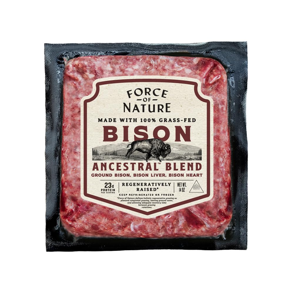 Force of Nature Meats Grass-fed Ground Bison Ancestral Blend | Bison with Liver & Heart | Regenerative | 14oz
