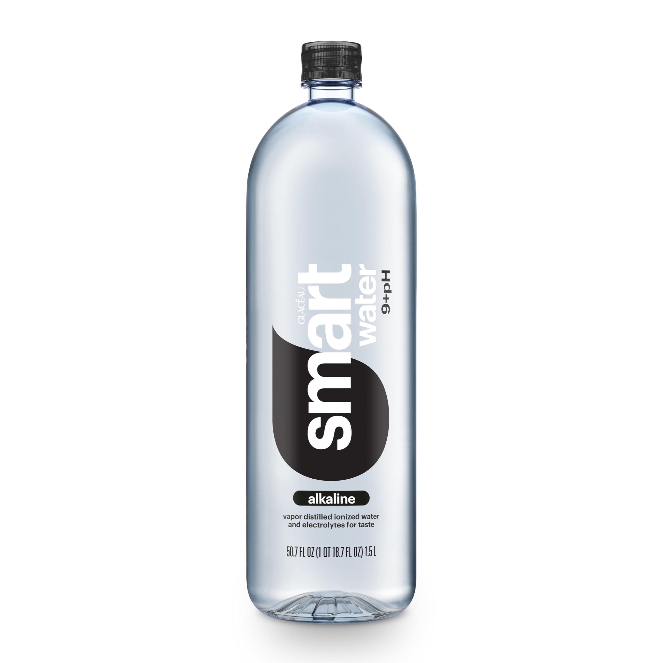 smartwater Alkaline with Antioxidant Water Bottle, 50.7 fl oz | Vapor-distilled water with 9.5+ pH, antioxidant selenium, and electrolytes like potassium, magnesium and calcium