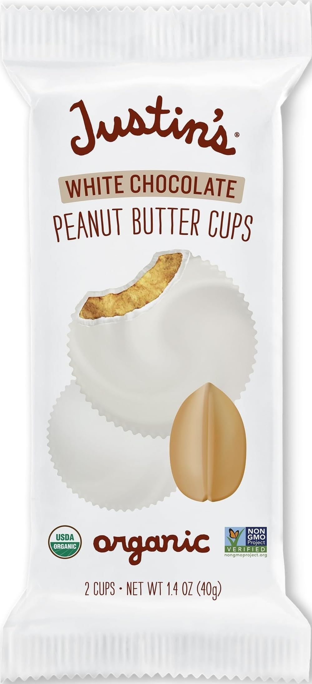 Justin's Nut Butter Organic Peanut Cups, White Chocolate 1.4 oz