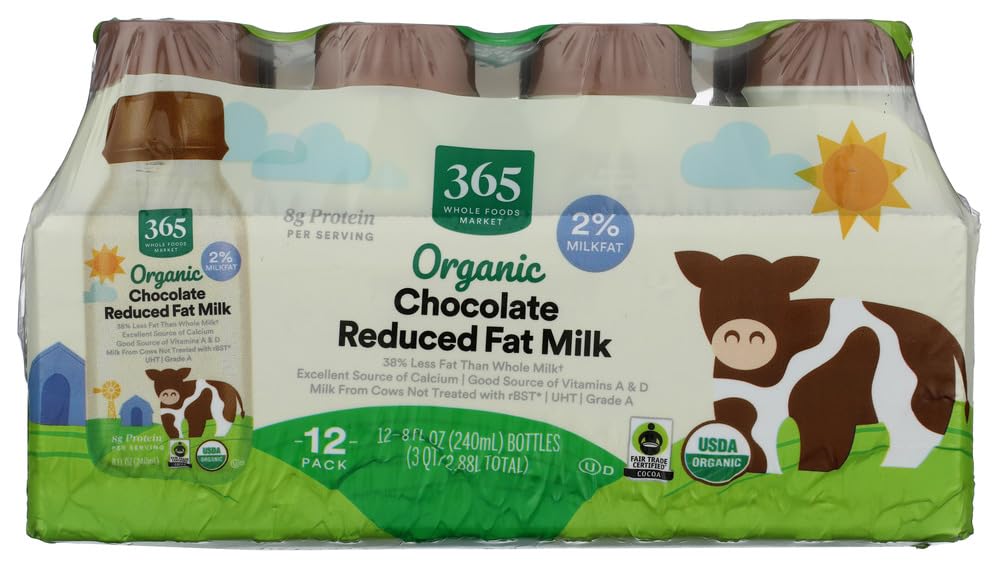 365 by Whole Foods Market Organic 2% Reduced Fat Chocolate Milk 12pk, 8 FZ