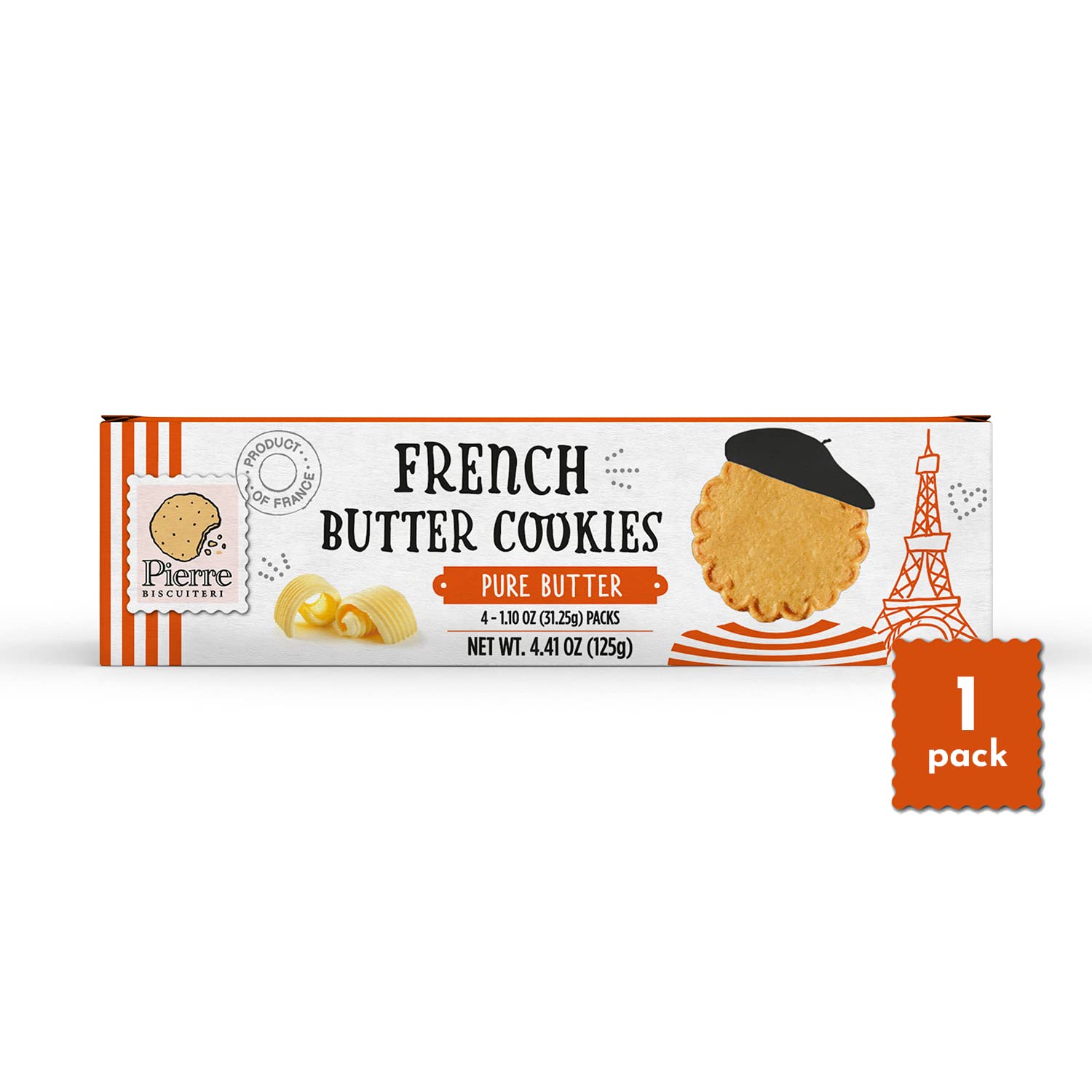 Pierre Biscuiterie French Butter Cookies 22% Butter 4.41 Ounce (Pack of 1)