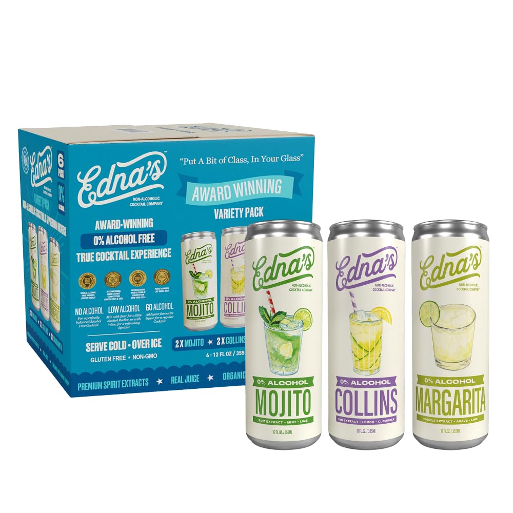 Ednas Non-Alcoholic Variety Pack 6pk Cans, 12 FZ