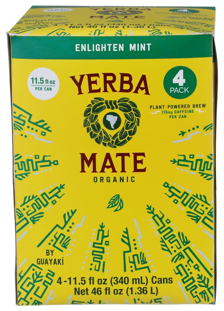 Organic Yerba Mate Enlighten Mint 4 Pack, 36 Fl Oz