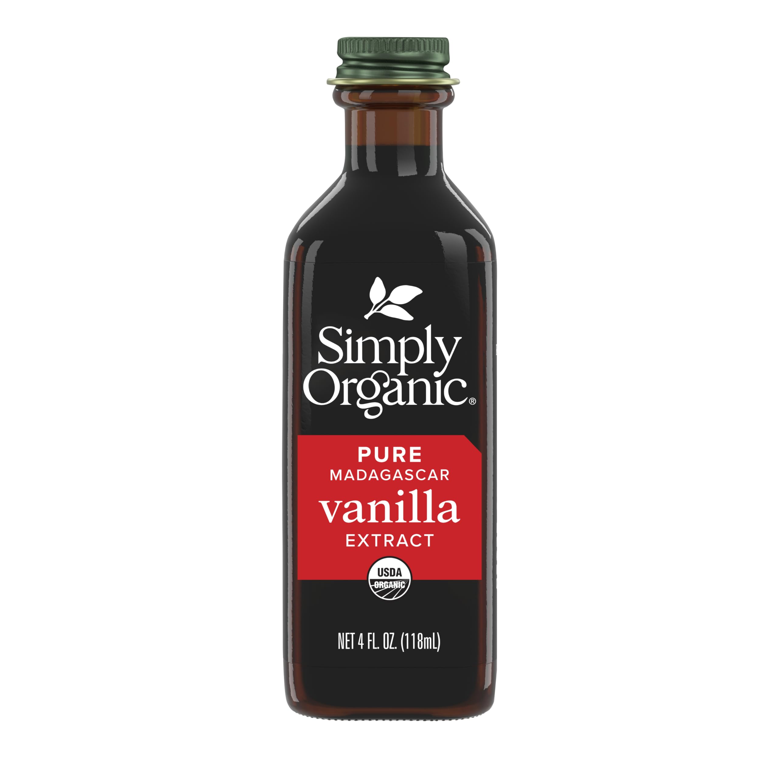 Simply Organic Pure Madagascar Vanilla Extract, 4-Ounce Glass Jar, Certified Organic, Gluten-Free, Sugar-Free Flavor For Smoothies