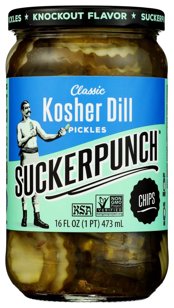 Suckerpunch, Kosher Dill Pickle Chips, 16 Fl Oz