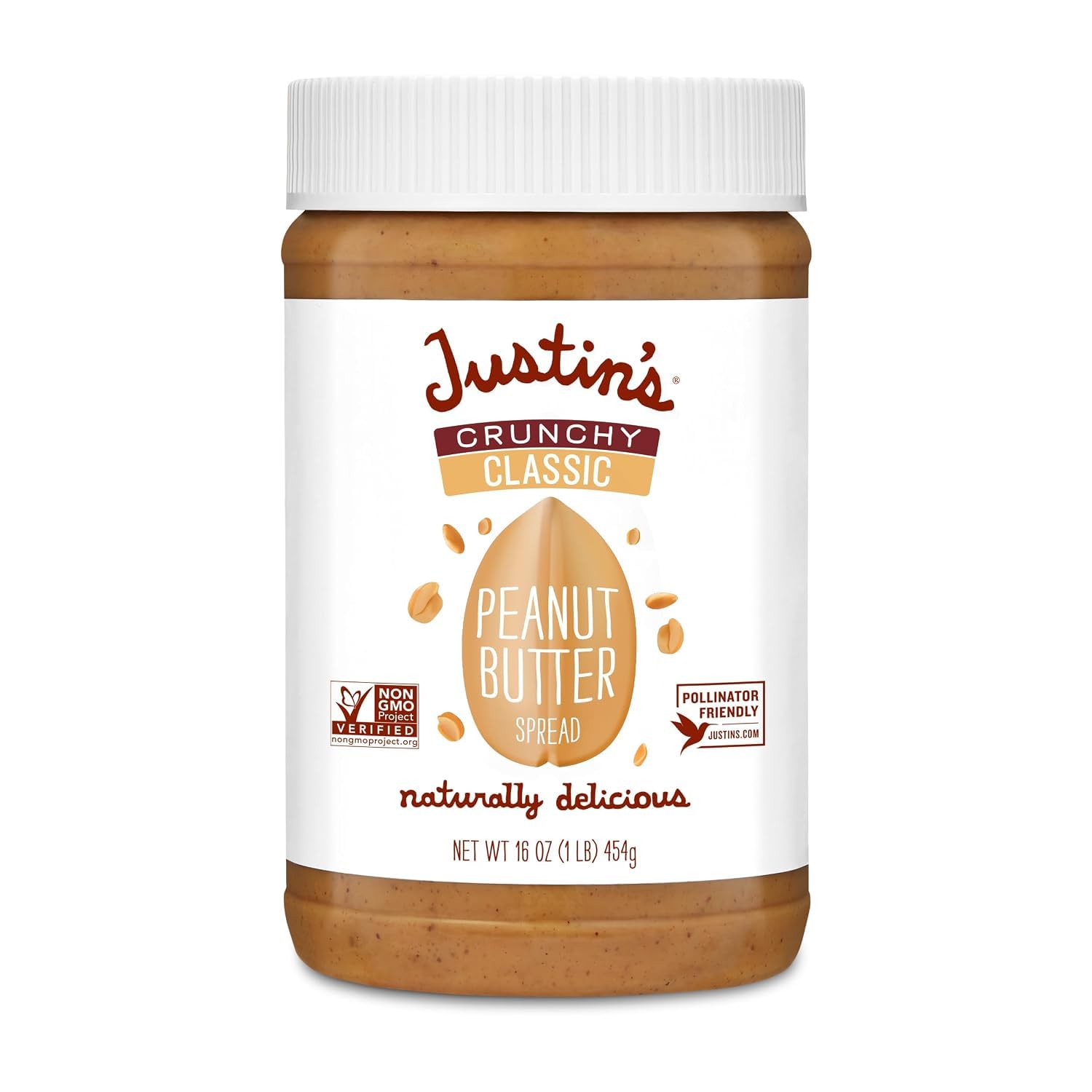 Justin's Classic Crunchy Peanut Butter Spread - 16 oz Jar | Shelf Stable Sandwich Spread