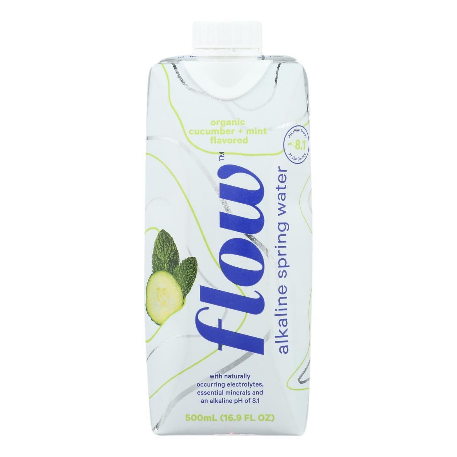 Flow Water, Organic Cucumber Mint Spring Water, 16.9 Fl Oz, Packaging may vary