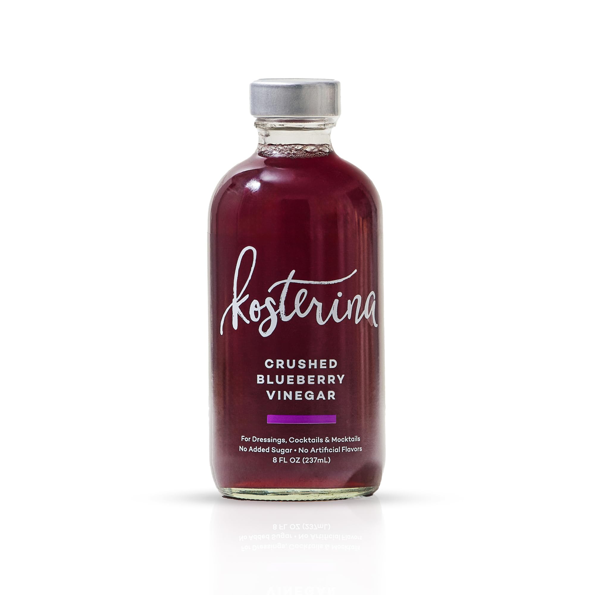 Kosterina Crushed Blueberry Vinegar (8 oz) | Sweet & Tangy Fruit Vinegar, Perfect for Salad Dressings, Marinade, and Mocktails & Cocktails