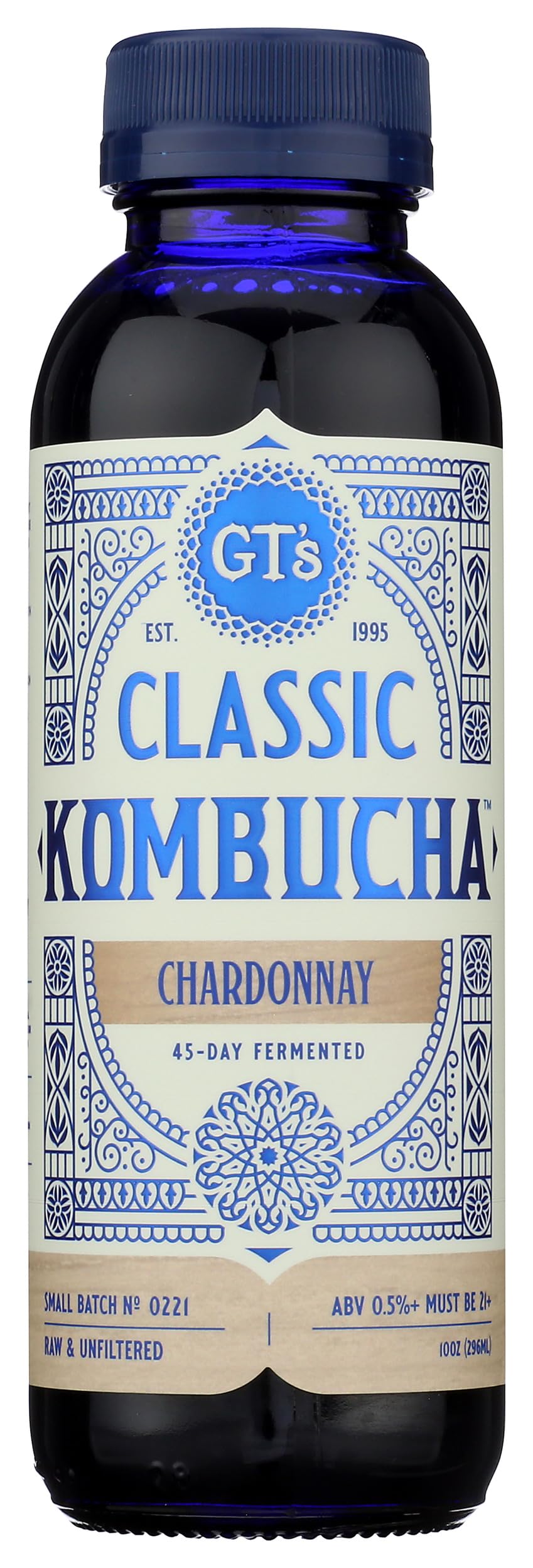 GT's CLASSIC KOMBUCHA Chardonnay - 10 fl oz Bottle - Raw Fermented Tea with Probiotics for Gut and Immune Support