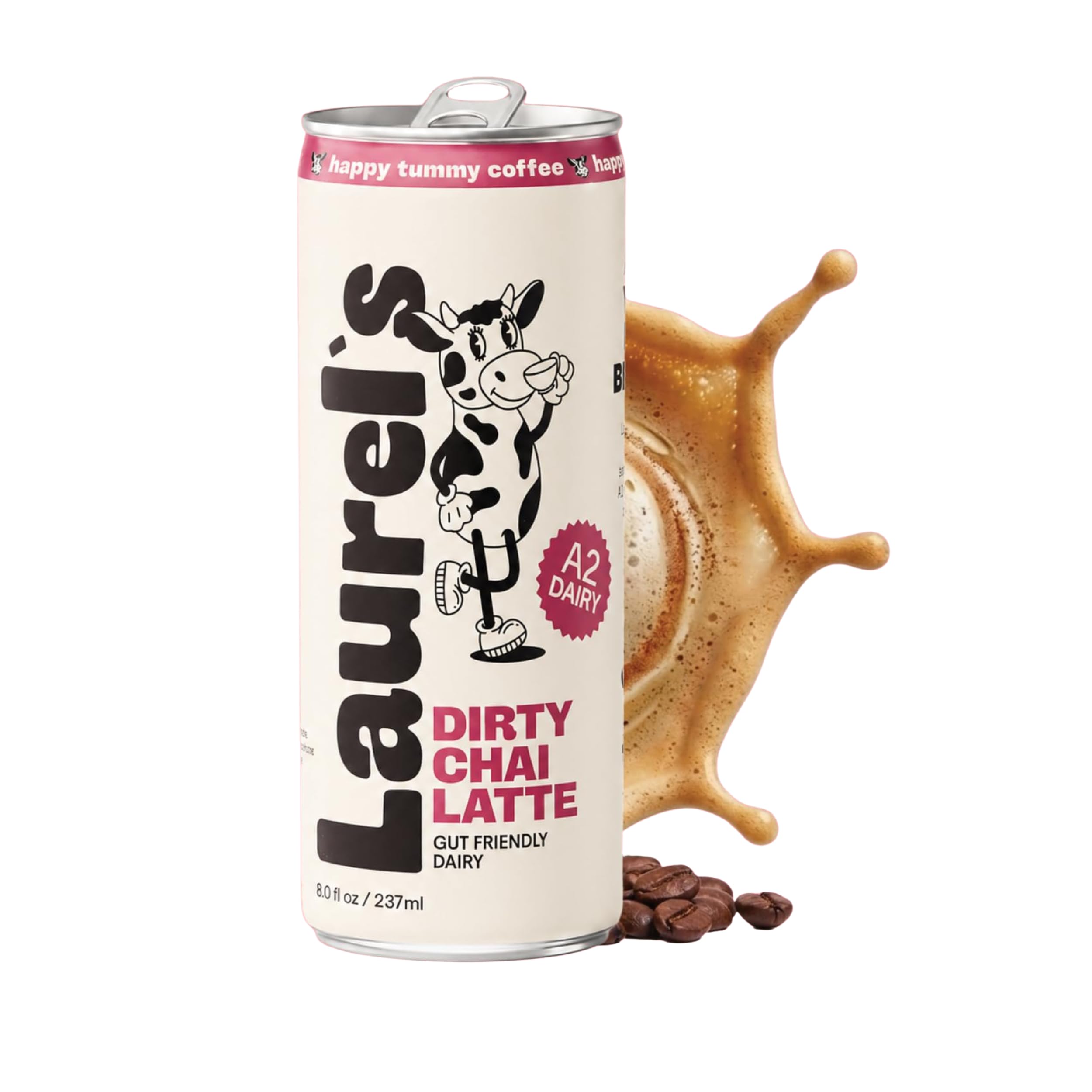 Laurels Coffee Dirty Chai Latte Ready to Drink – Canned Iced Coffee Beverage w/ Organic A2 Milk & Vanilla, Spiced Chai Coffee Blend, 80mg Caffeine, On-the-Go Coffee, Smooth Balanced Flavor, Single Can