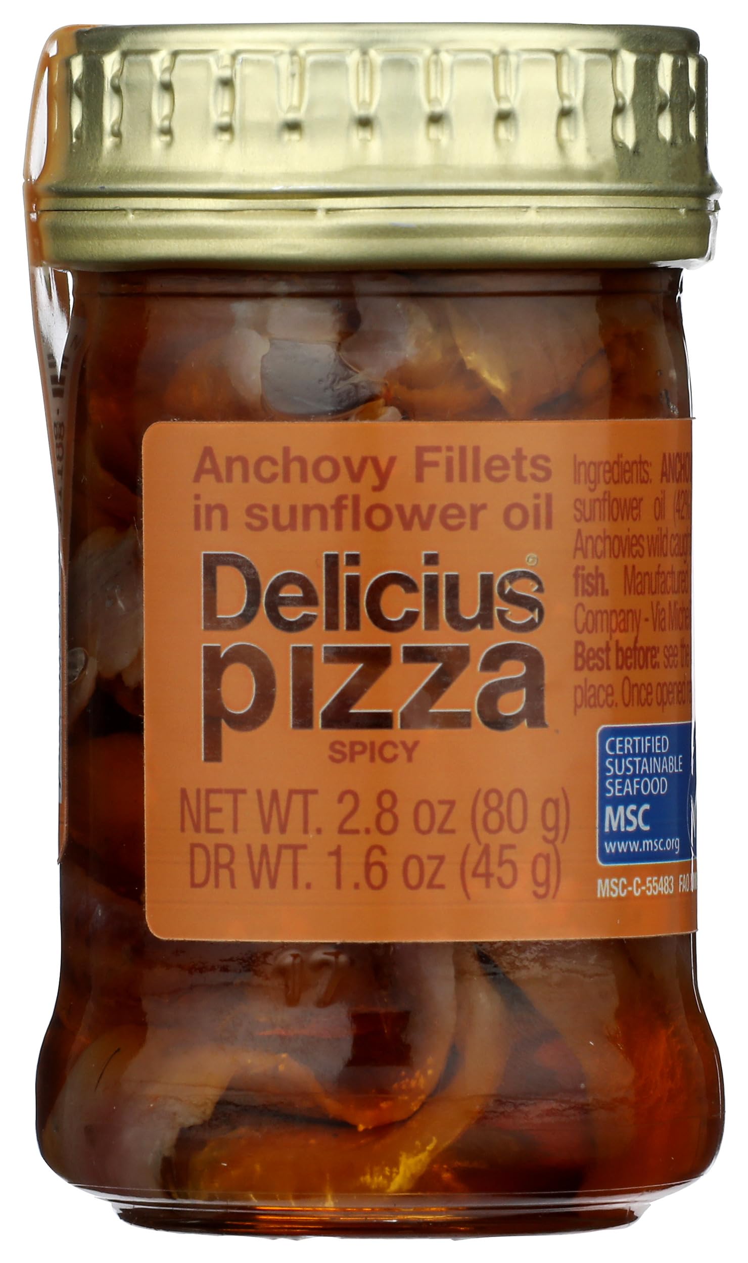 Fillets Anchovy Pizza Spicy Sunflower Oil, 2.8 Ounce