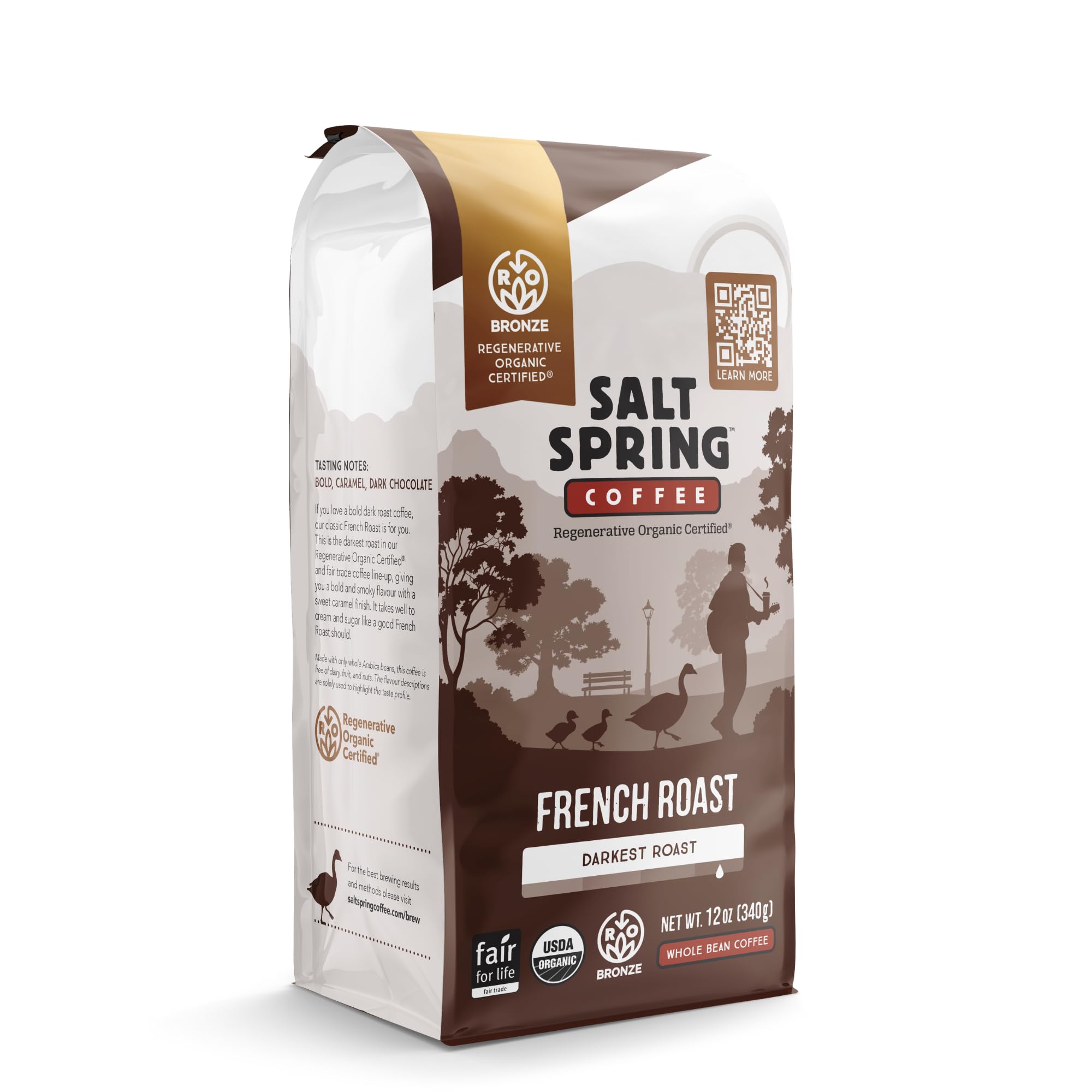 Salt Spring Coffee - French Roast Whole Bean Coffee, Regenerative Organic Certified, Organic, Fair Trade Coffee (Dark Roast, 12oz)