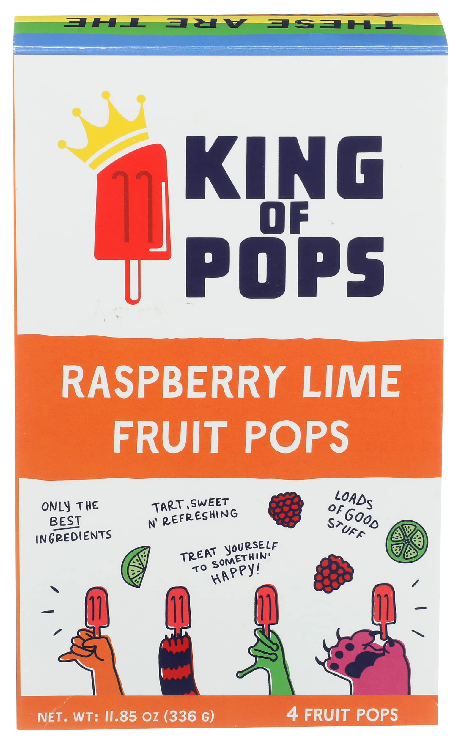 King Of Pops, Fruit Pops Raspberry Lime 4 Count, 11.85 Ounce