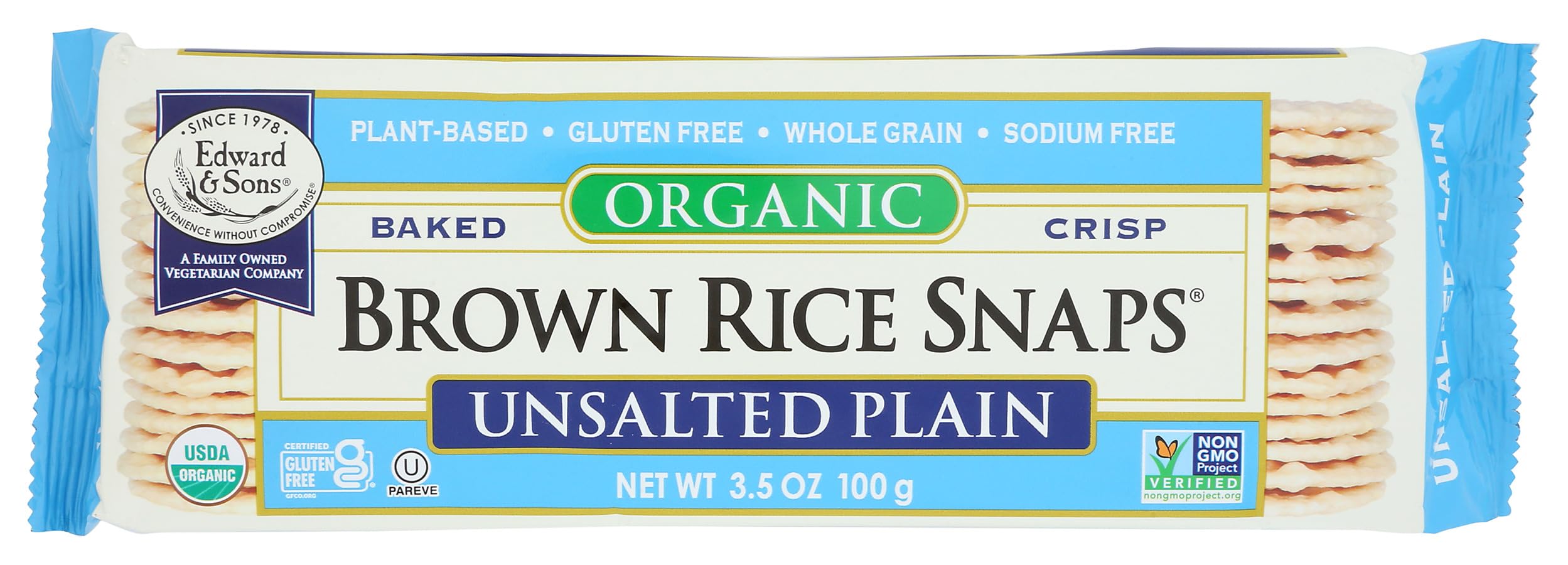 Rice Snaps Plain Unsalted Organic, 3.5 Ounce