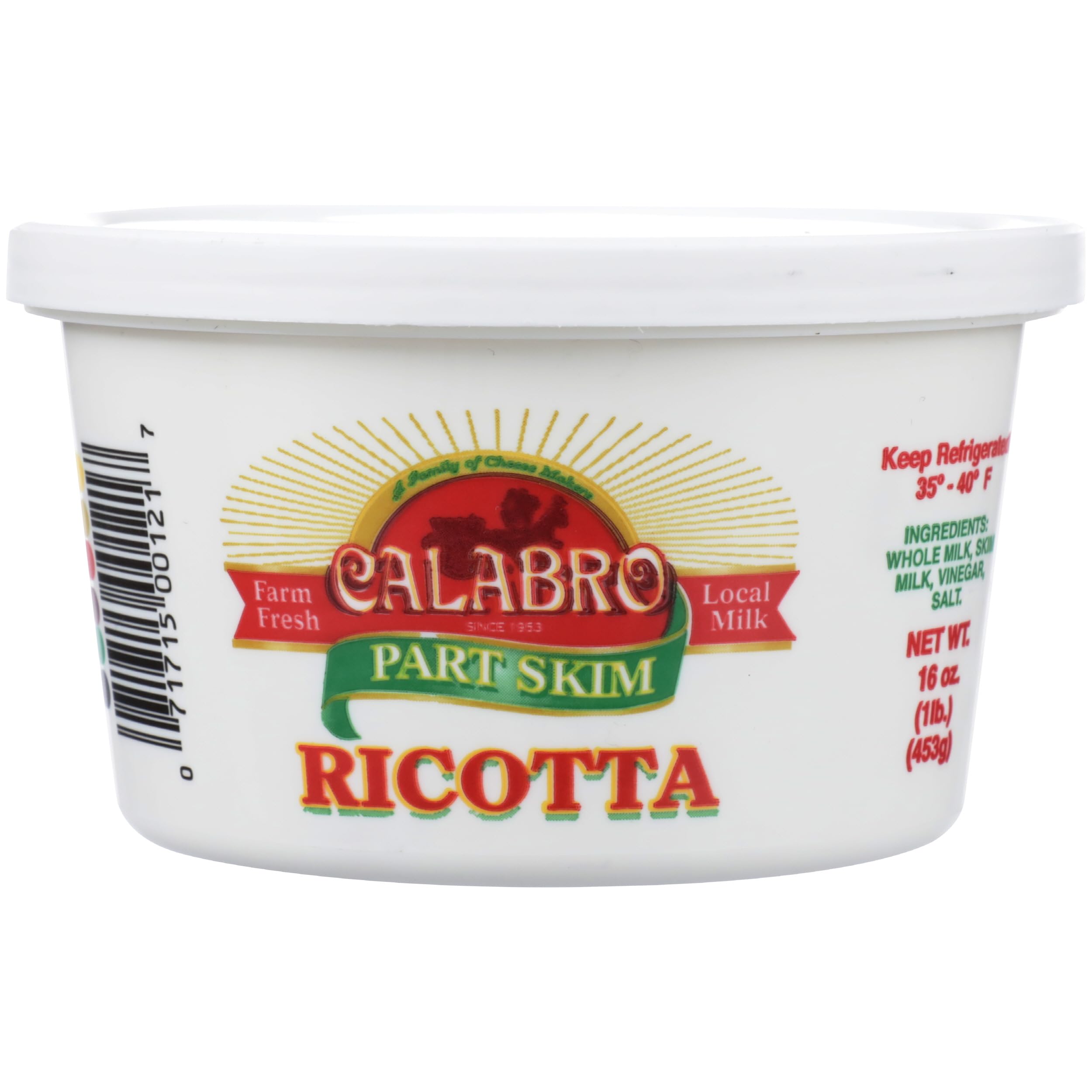 Calabro Cheese Ricotta Part Skim, 16 Ounce
