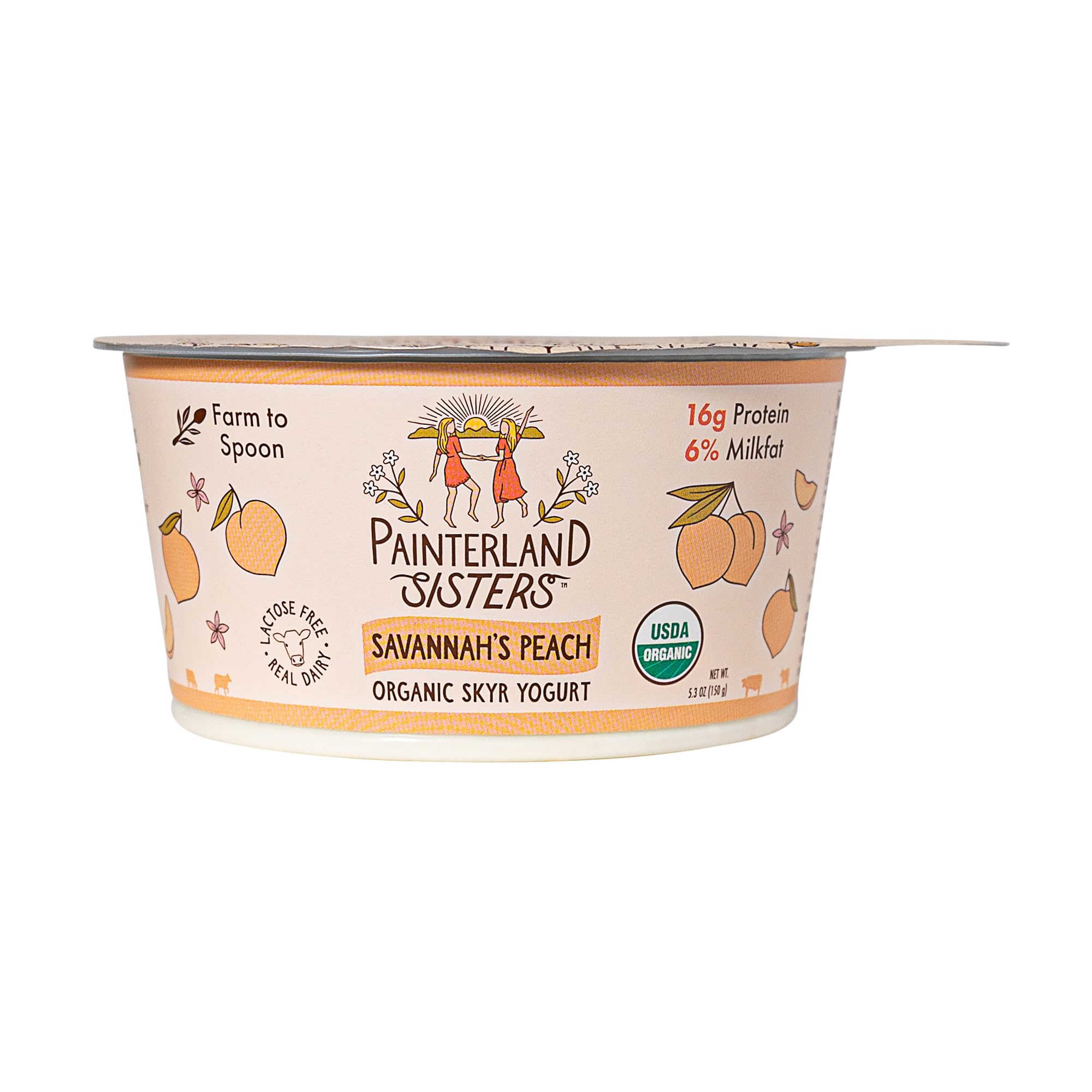 Yogurt Skyr Savannahs Peach Organic, 5.3 Ounce