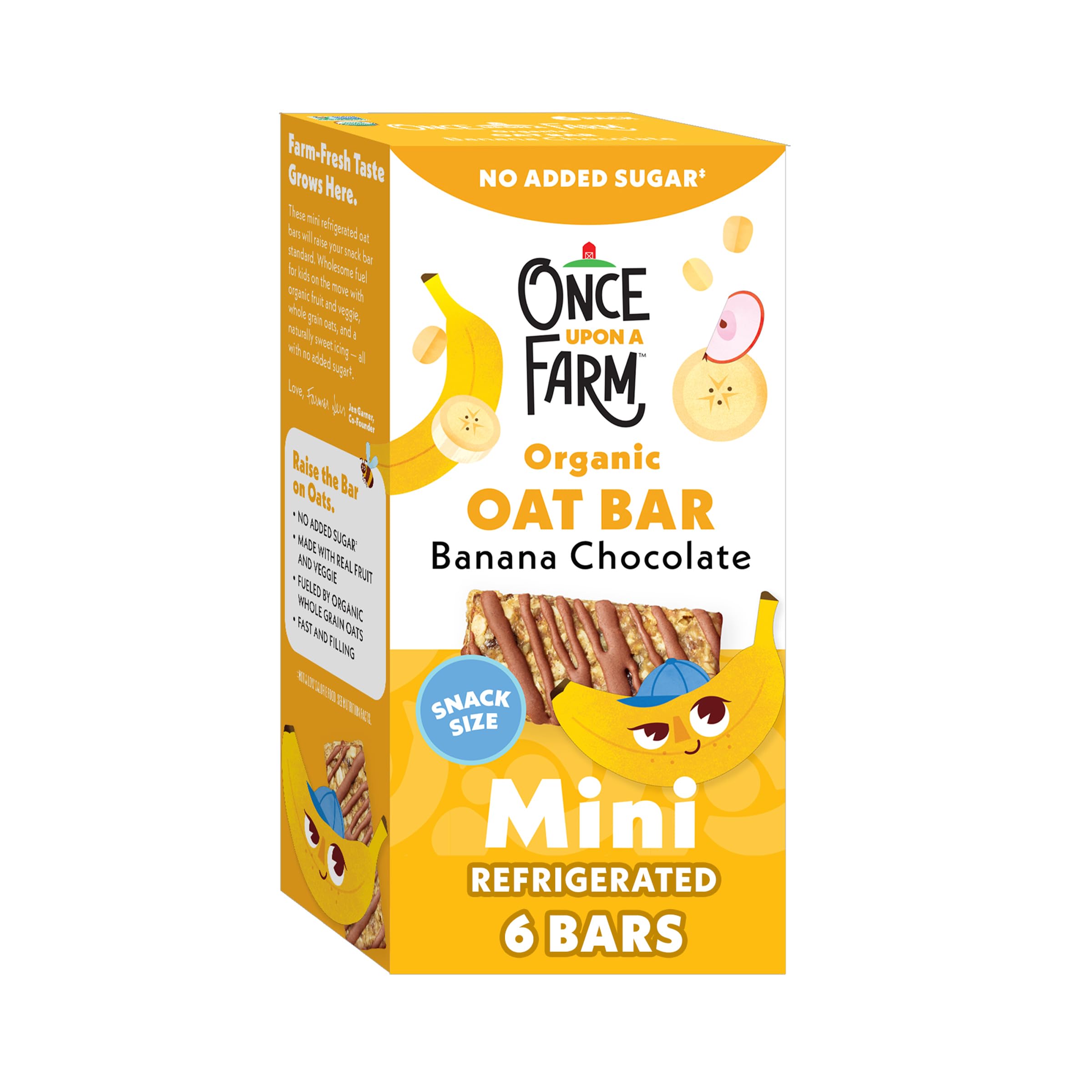 Once Upon a Farm Organic MINI Banana Chocolate Refrigerated Oat Kids' Bar Multipack, 6-0.78 oz (22g) Bars