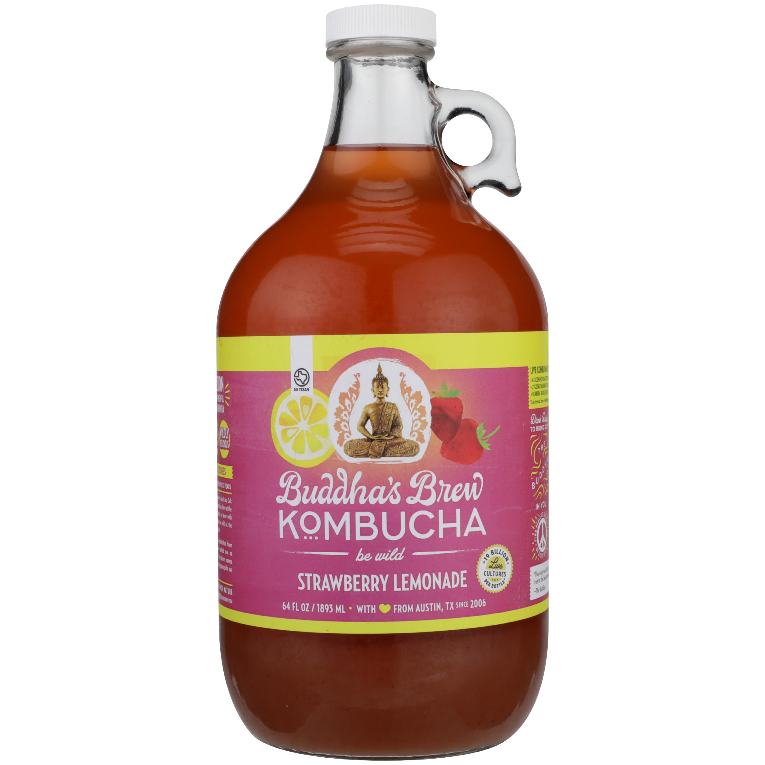 Buddha's Brew, Kombucha Strawberry Lemonade, 67 Fl Oz