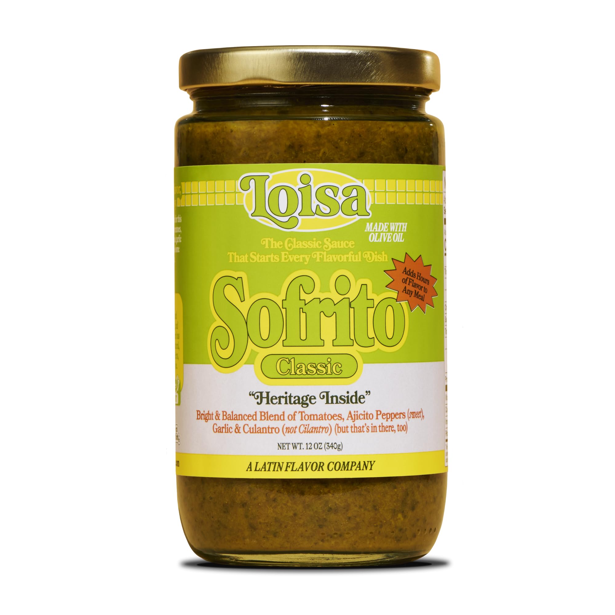 Loisa Sofrito Cooking Sauce, Non-GMO, No-MSG, No Preservatives, No Artificial Coloring, No Artificial Flavors, Vegan, Pure Latin Flavor, 12 oz, Pack of 1