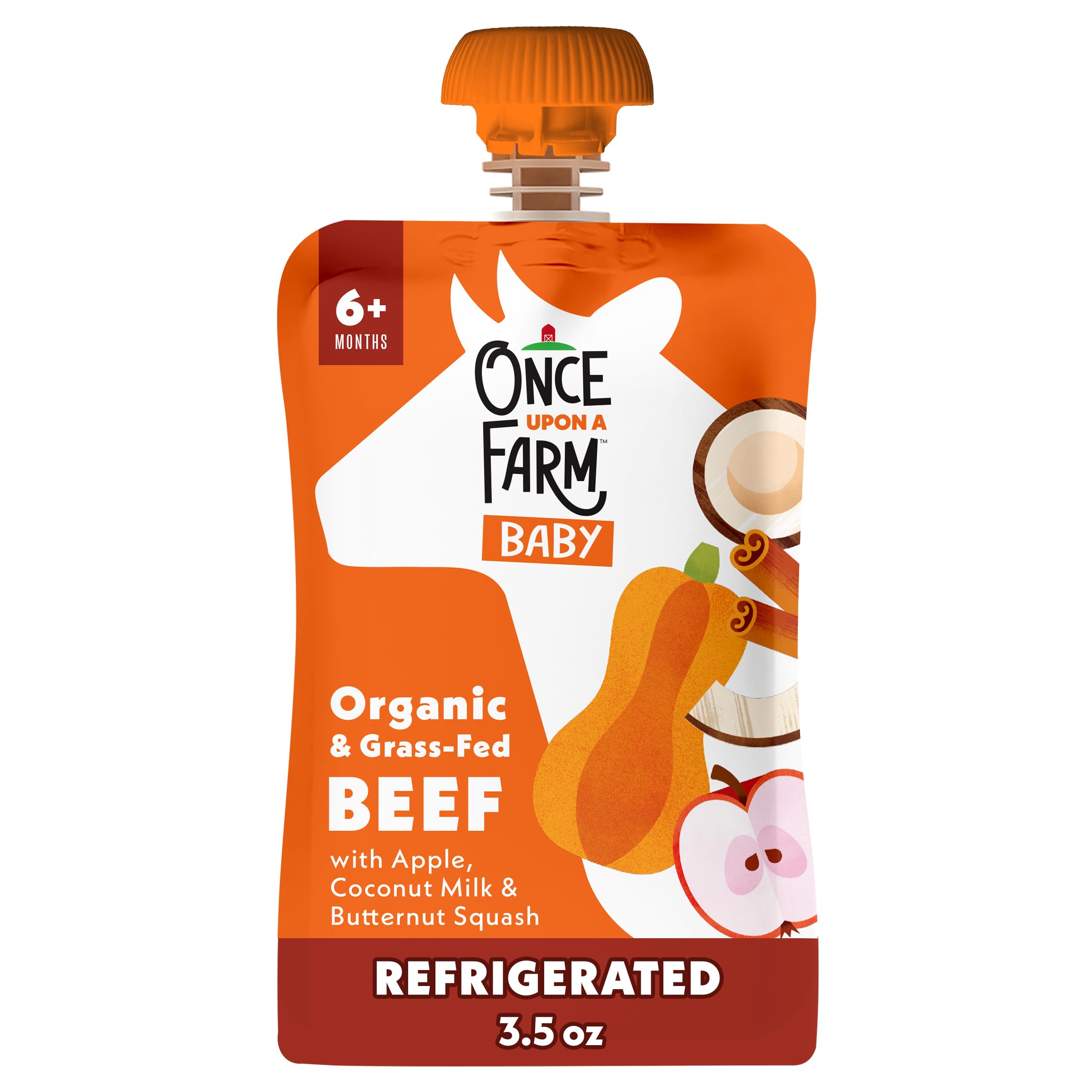 Once Upon a Farm Apple, Coconut Milk, Beef, Butternut Squash Organic Baby Food Pouch, 3.5oz