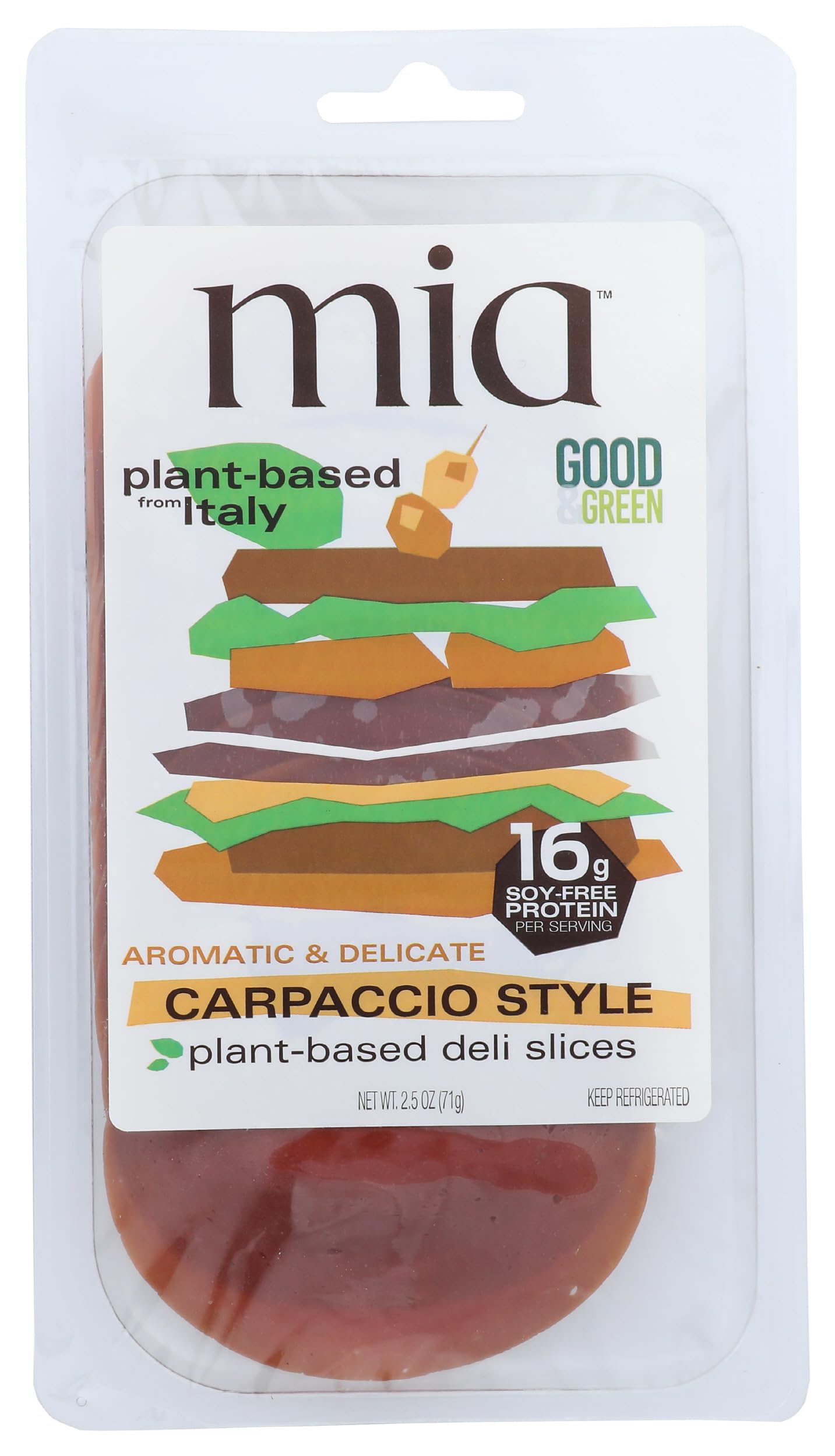 Mia Green Food Plant Based Carpaccio Style Deli Slices, 2.5 OZ