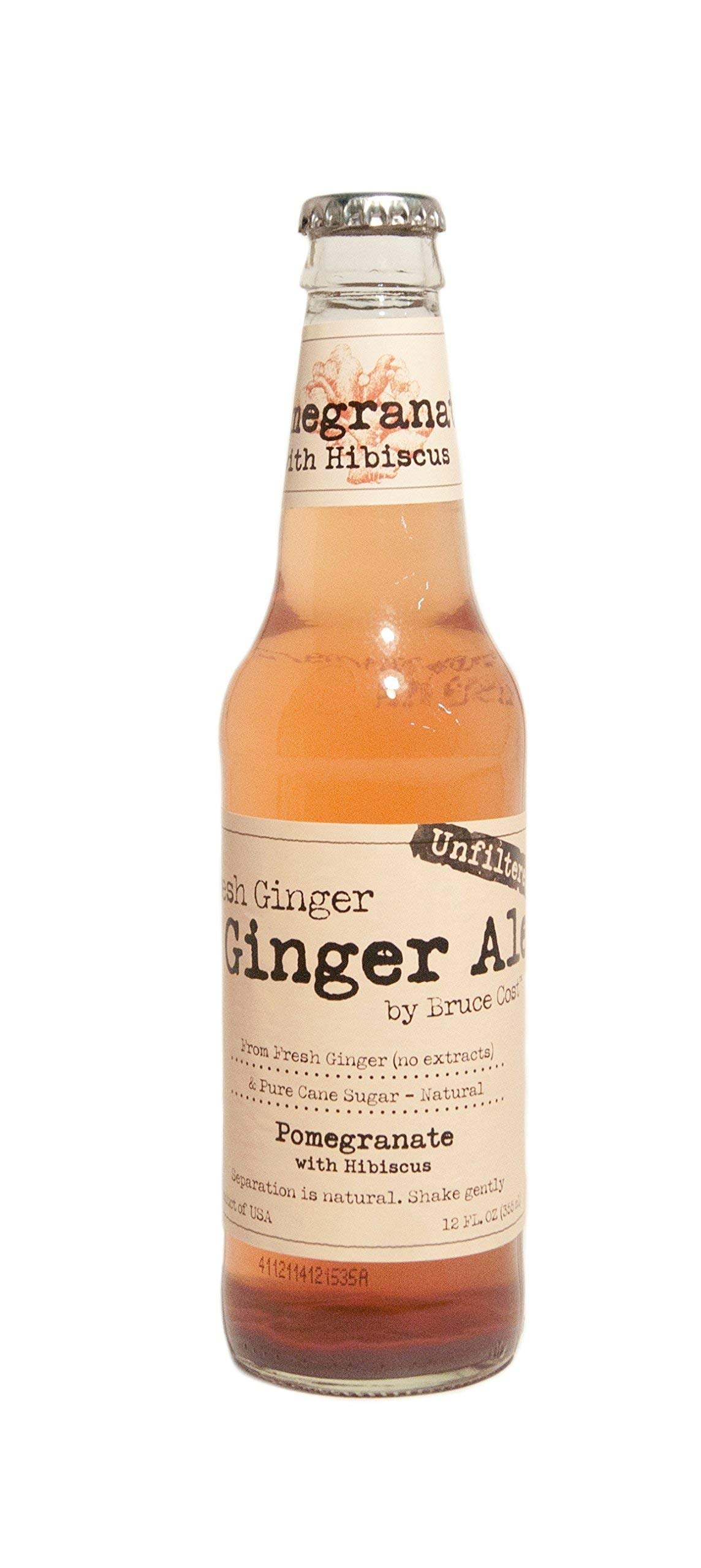 Bruce Ginger Ale Unfiltered, Pomegranate with Hibiscus, 12 fl oz, 4 ct