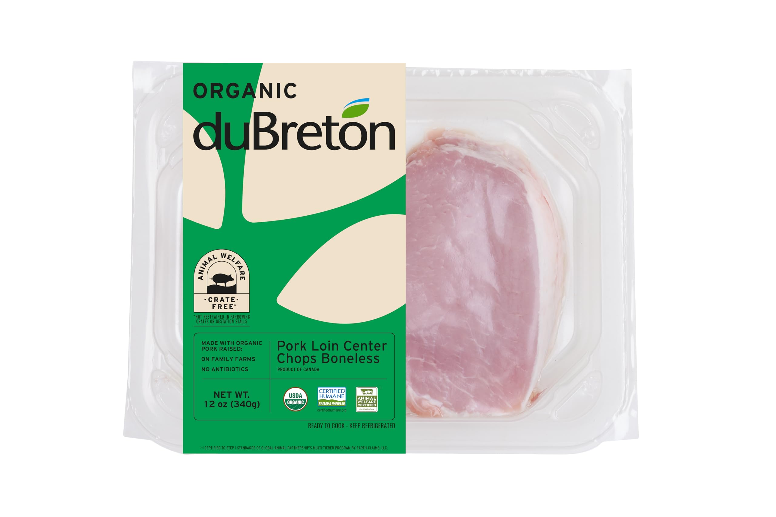 Dubreton Organic Boneless Pork Loin Chops, 12 OZ