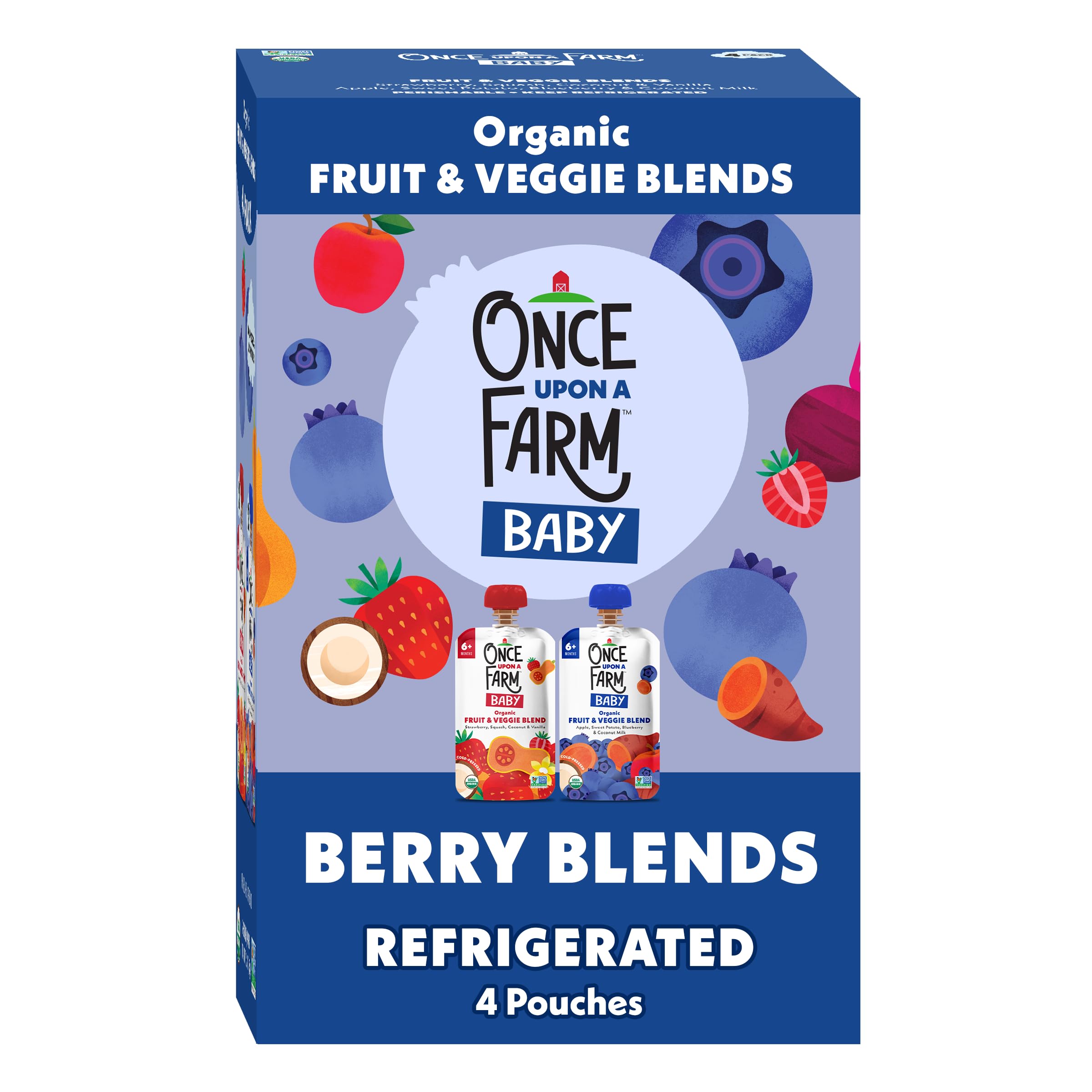 Once Upon a Farm Organic Berry Baby Blends 4 Count, 12.8 OZ