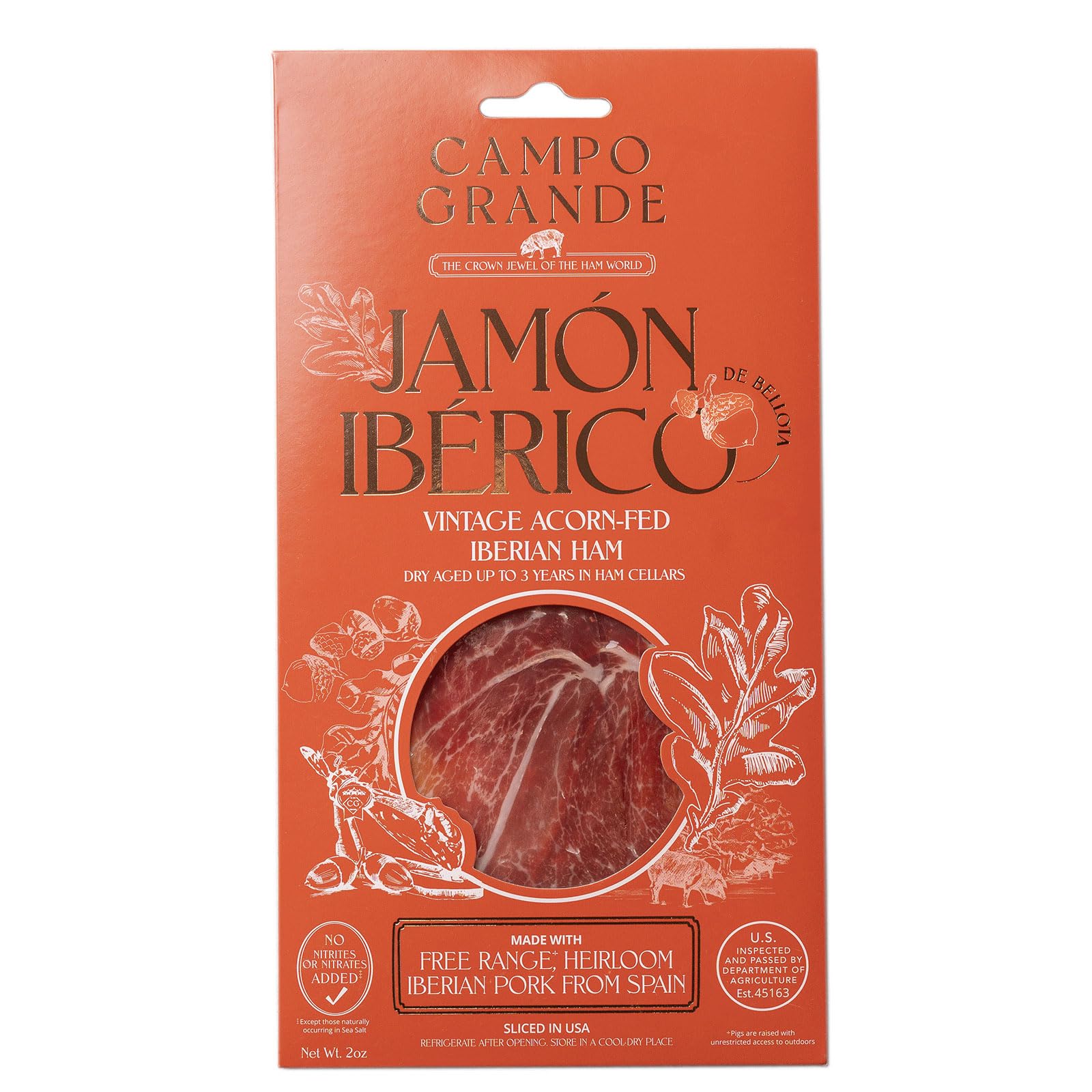 Campo Grande Sliced Jamon Iberico De Bellota, 2 Ounce