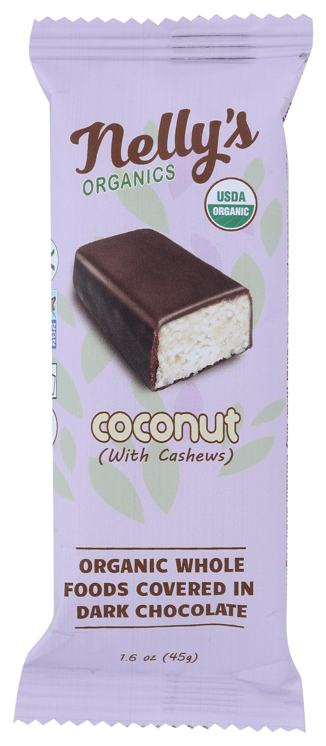 Nellys Organics Organic Dark Chocolate Covered Coconut Bar, 1.6 OZ