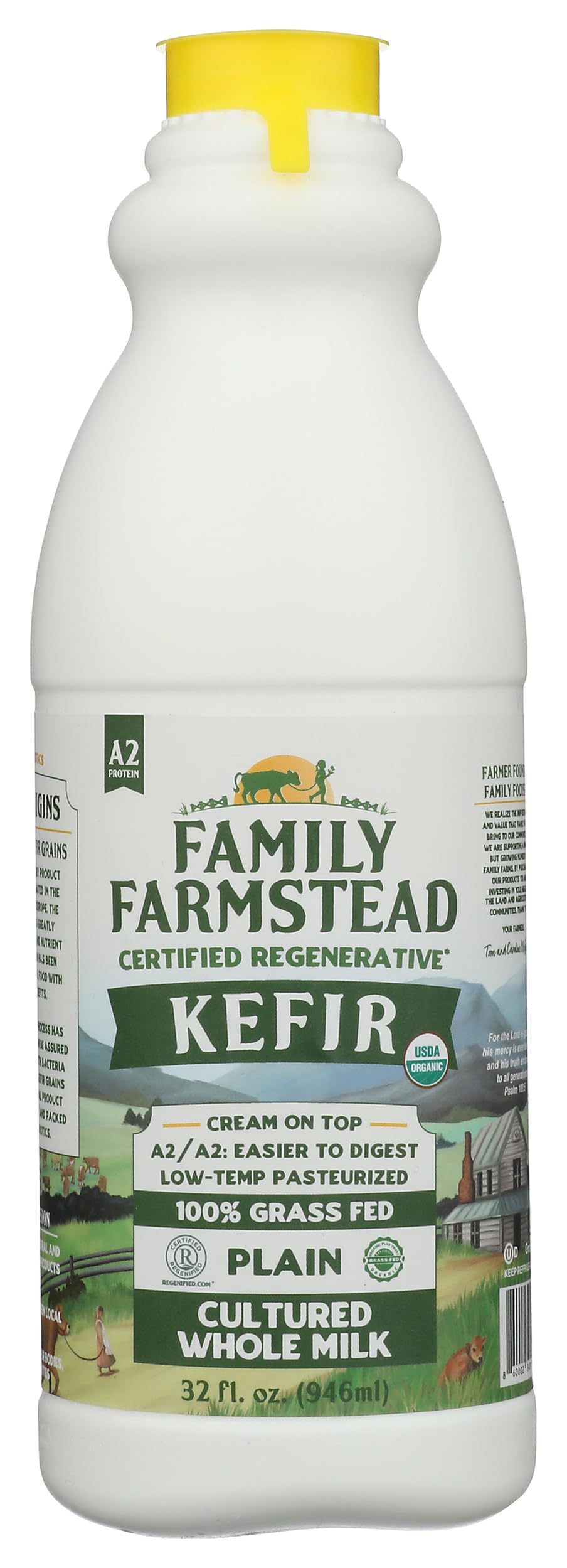 Family Farmstead Dairy Kefir Plain Organic, 32 Ounce