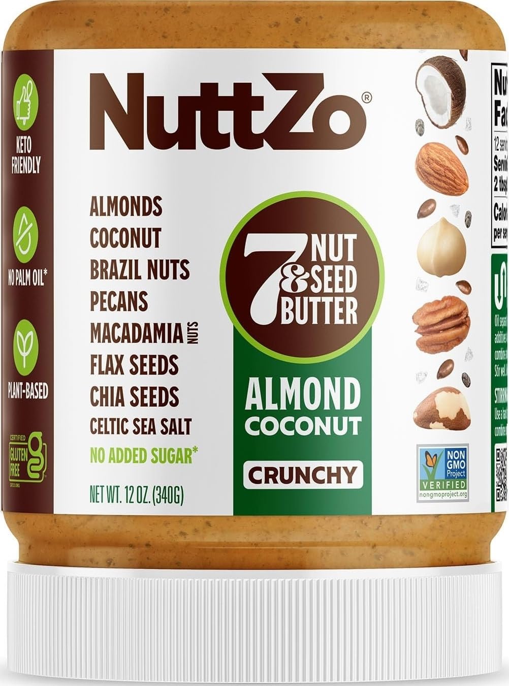 Nuttzo, Nut Butter Keto Crunchy, 12 Ounce