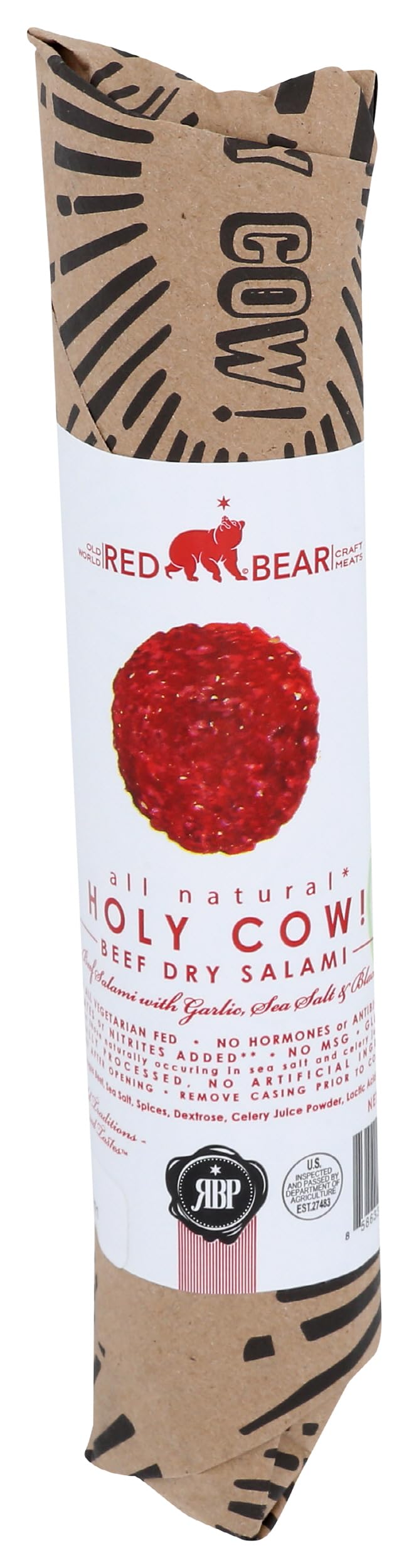 Red Bear Provisions Holy Cow Dry Beef Salami, 6 OZ