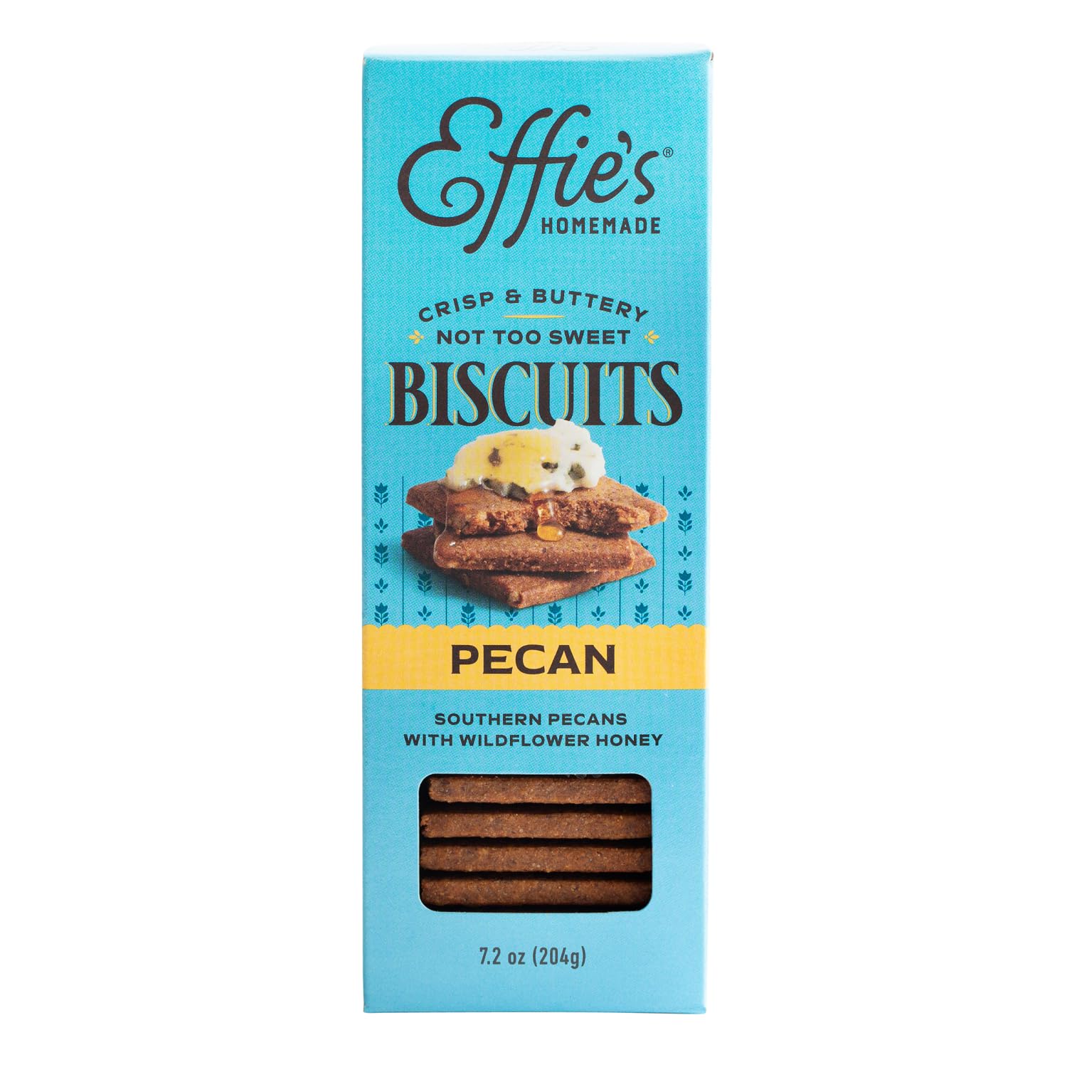 Effie's Homemade Pecan Biscuits, Buttery Nutty Oatcake Crackers, 1 Pack Box | Buttery pecan oat biscuits, perfect with coffee, cheese, fruit or on their own, all natural, single box