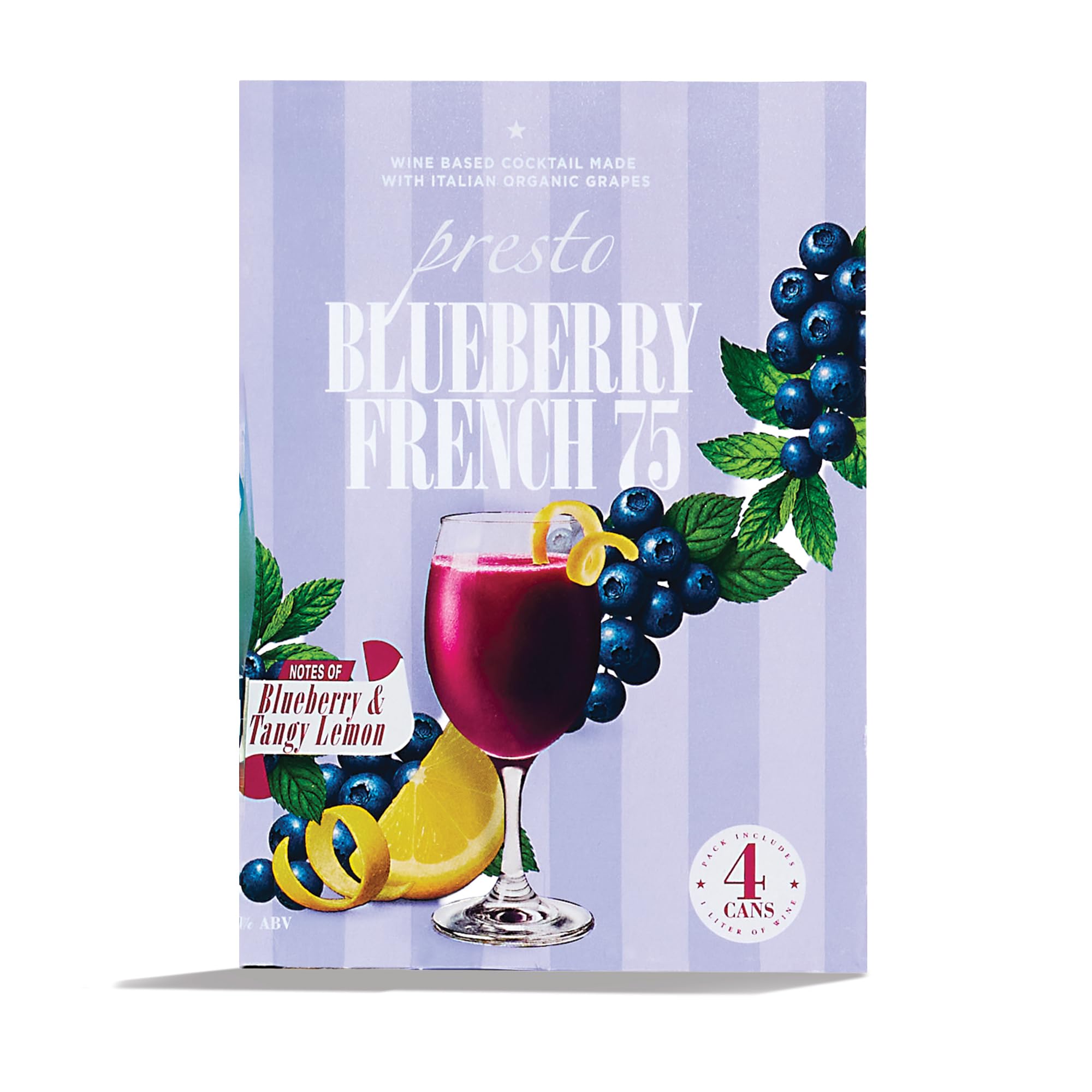 Presto Sparkling Blueberry French 75 Cocktail 4pk Cans, 250 mL
