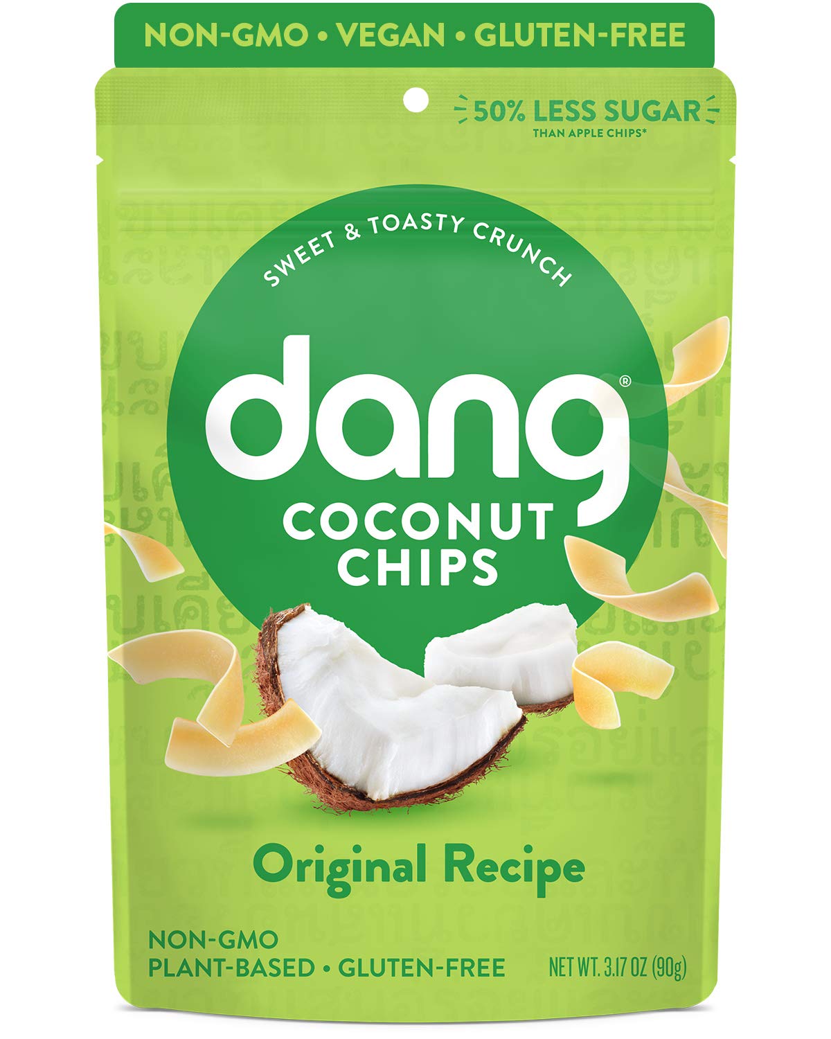 Dang Toasted Coconut Chips | Original | 1 Pack | Vegan, Gluten Free, Non GMO, Healthy Snacks Made with Whole Foods | 3.17 Oz Resealable Bag (DANG02)