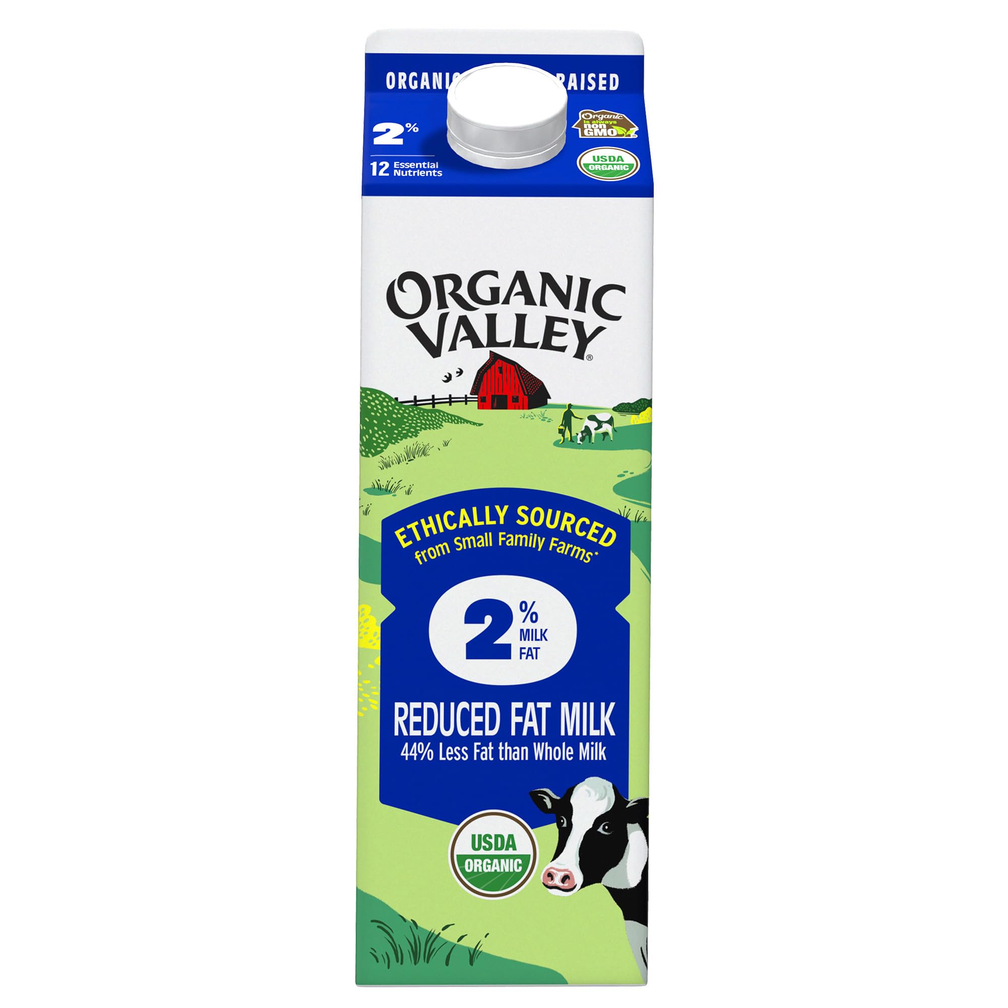 Organic 2% Reduced Fat Milk, Ultra Pasteurized, Quart, 32 oz