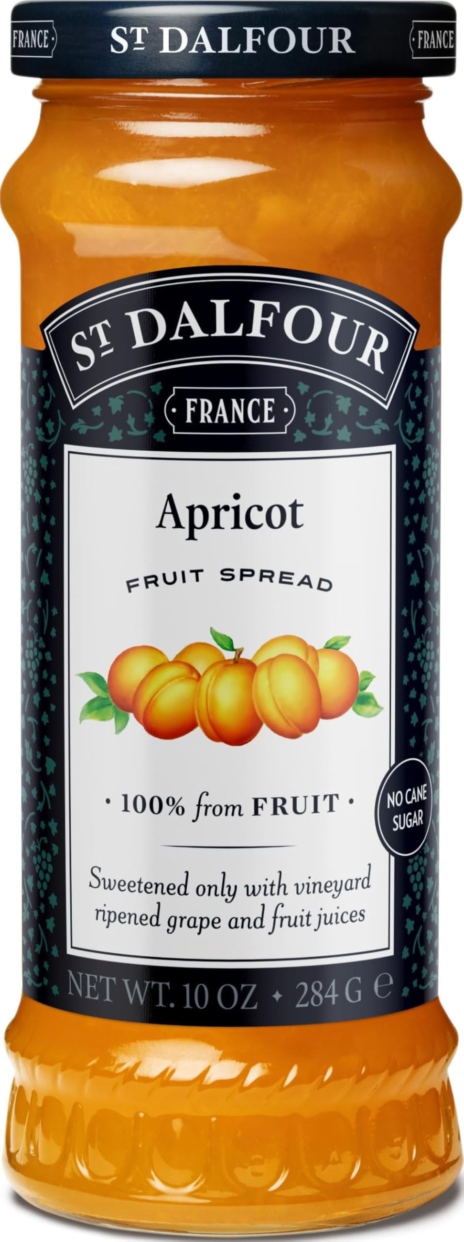 St. Dalfour Apricot Fruit Spread - 10oz - 100% from Fruit, No Artificial Ingredients, Non-GMO, No Cane Sugars, All Natural, Made in France