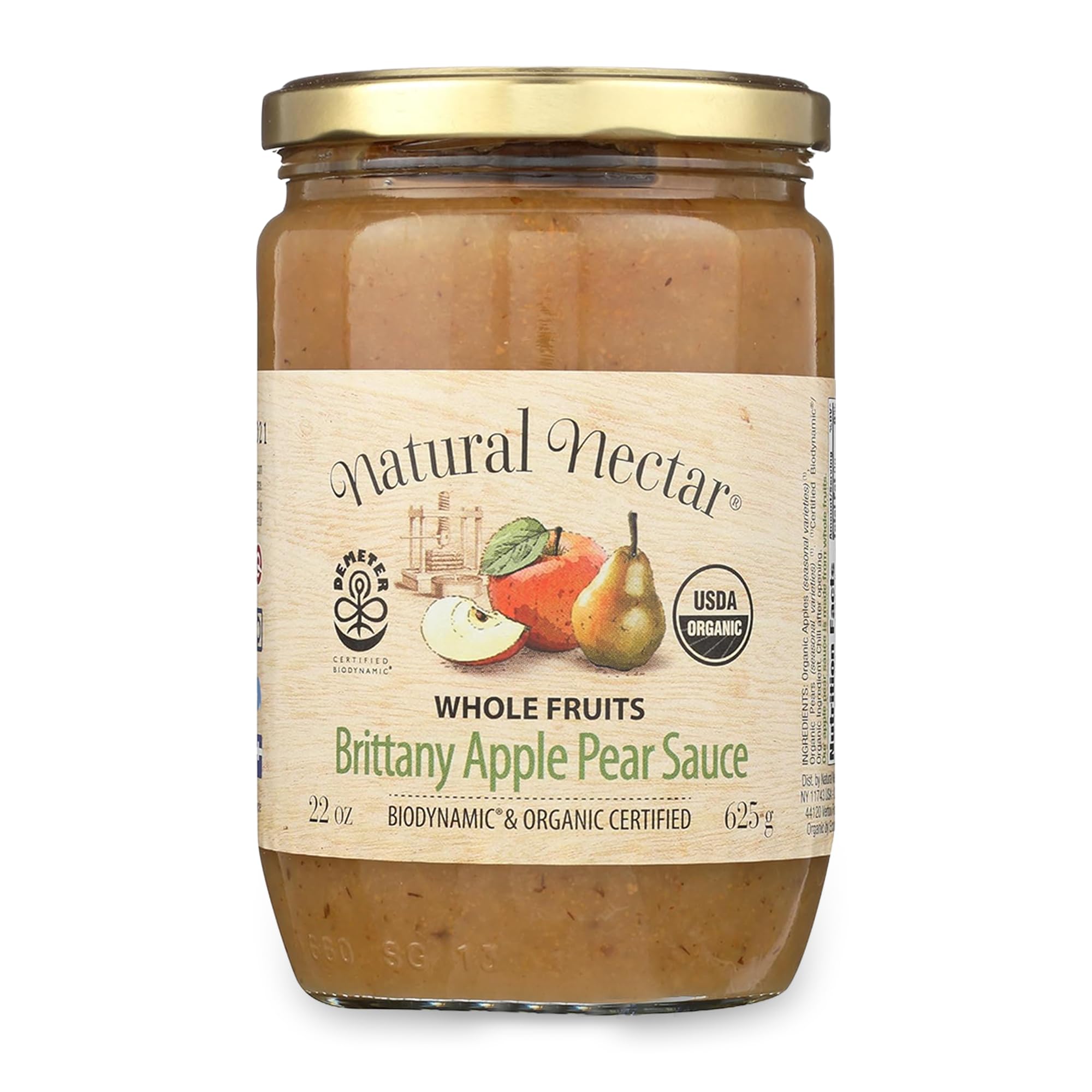 Natural Nectar Apple Pear Sauce, USDA Certified Organic – 22 oz Jar | Organic Apple–Pear Fruit Sauce, Simple Ingredients, Great for Breakfast, Snacks & Baking