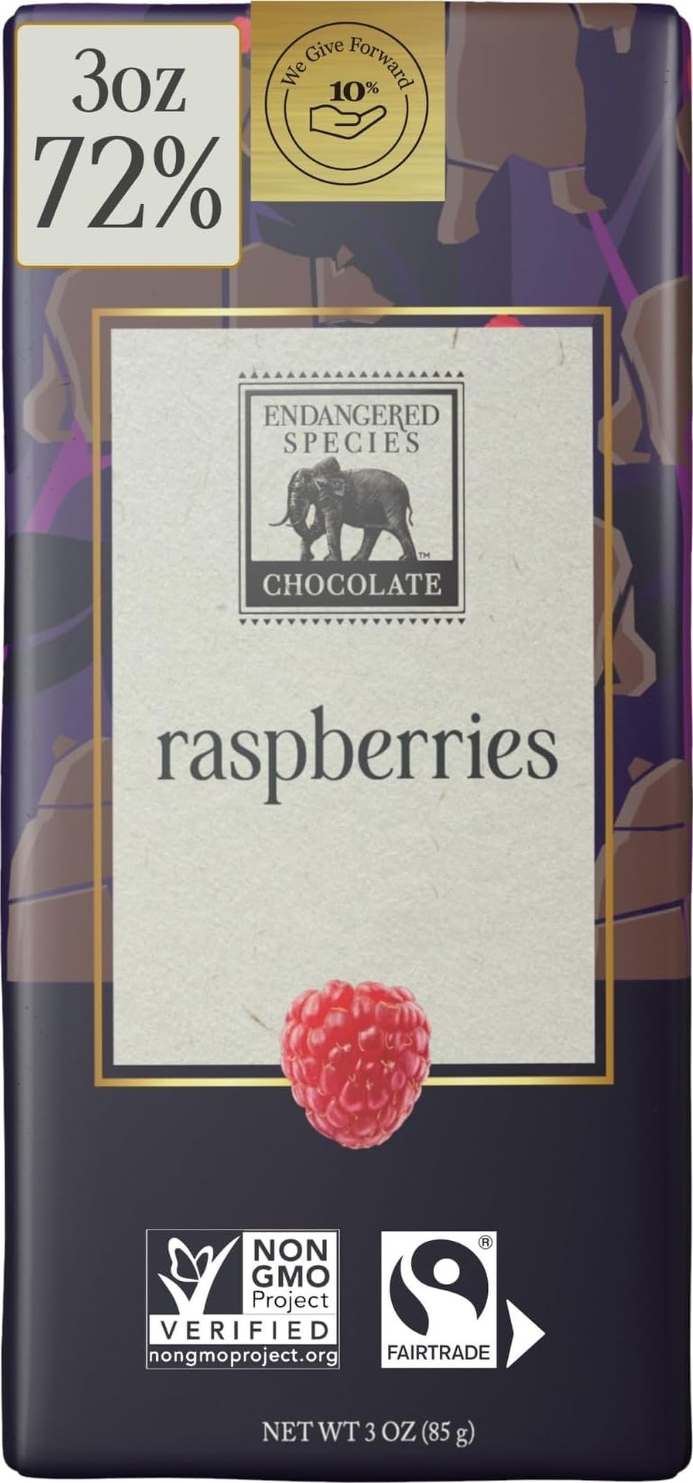 Endangered Species Chocolate Bar Grizzly Dark Raspberry, 3 oz | Crafted with premium ingredients for a rich dark chocolate bar with refreshing raspberry flavor.