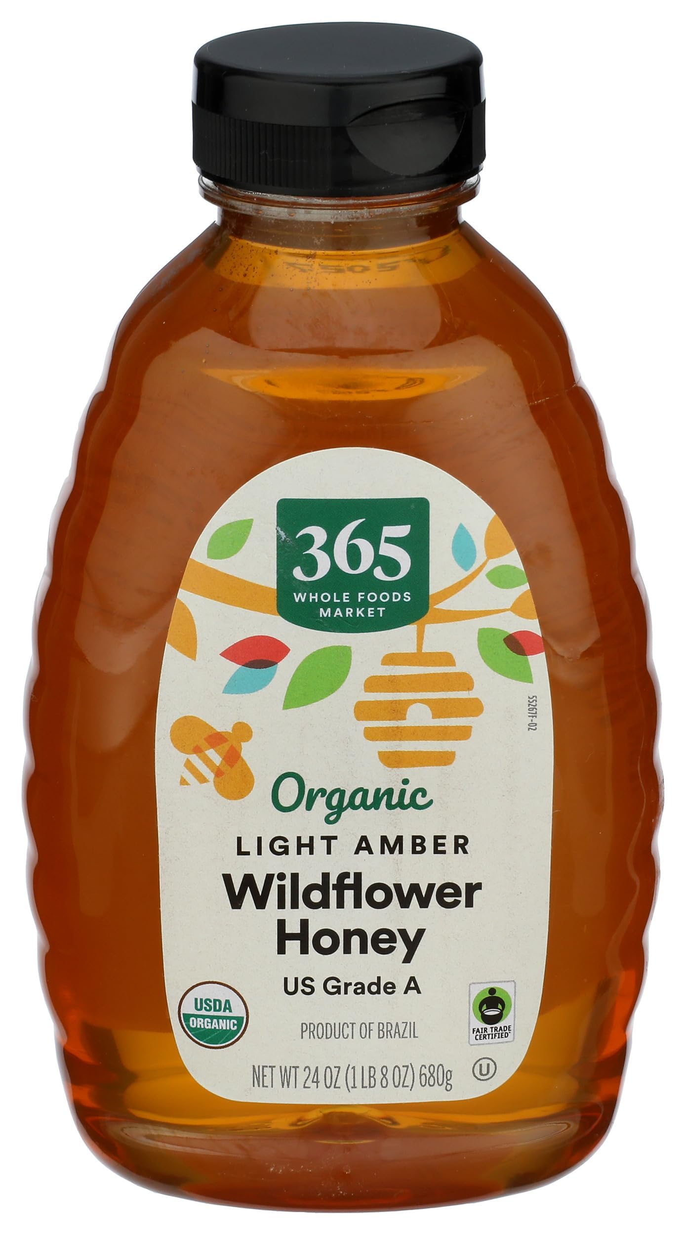 Organic Light Amber Wildflower Honey, US Grade A, 24 Ounce