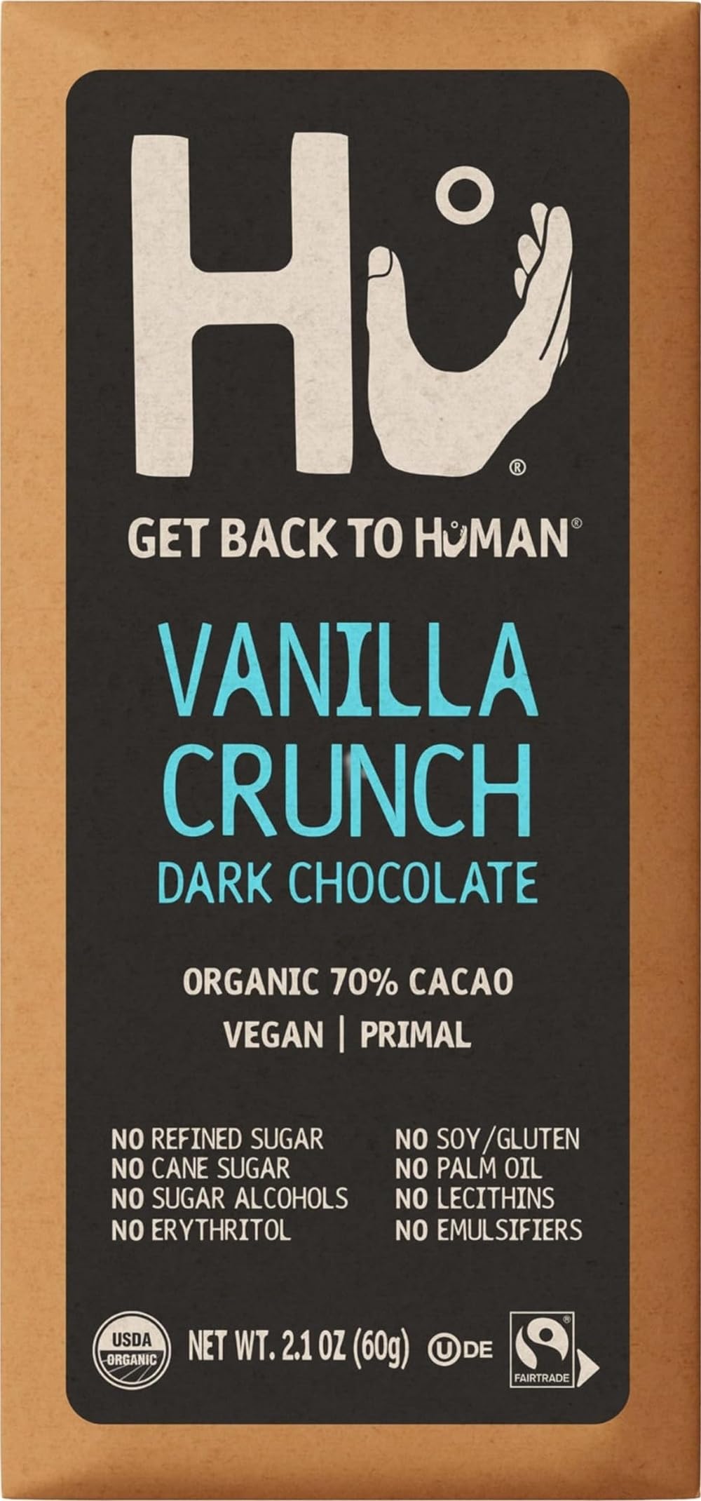 Hu Vanilla Crunch Dark Chocolate Bar, 2.1 Ounce Bar, 1 Count
