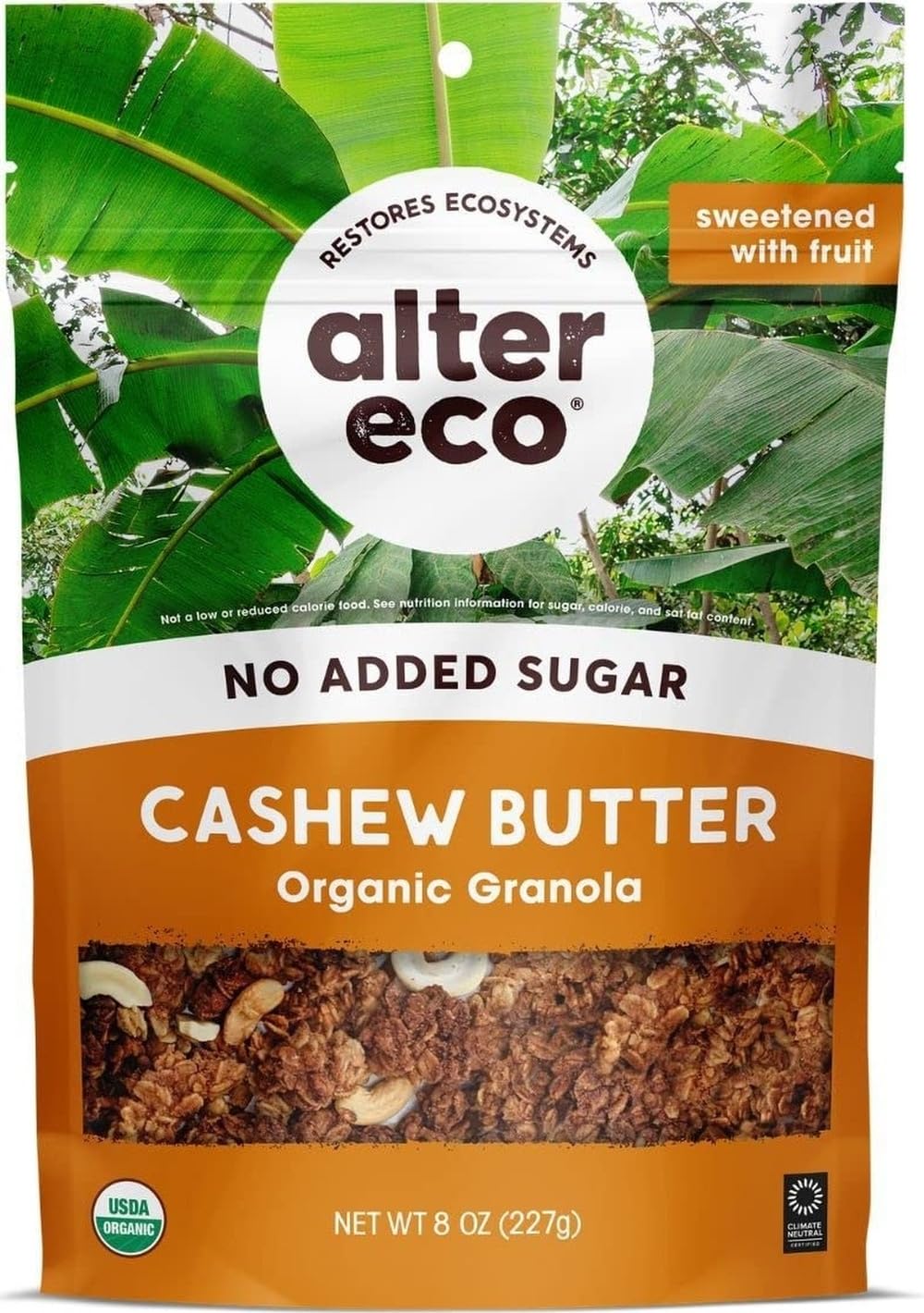 Alter Eco Cashew Butter Granola, Healthy, Organic Breakfast & Snack, Naturally Sweetened with Fruit, Vegan, No Artificial Sugars or Additives, Regeneratively-Farmed Oats (Cashew Butter - 1 Pack)