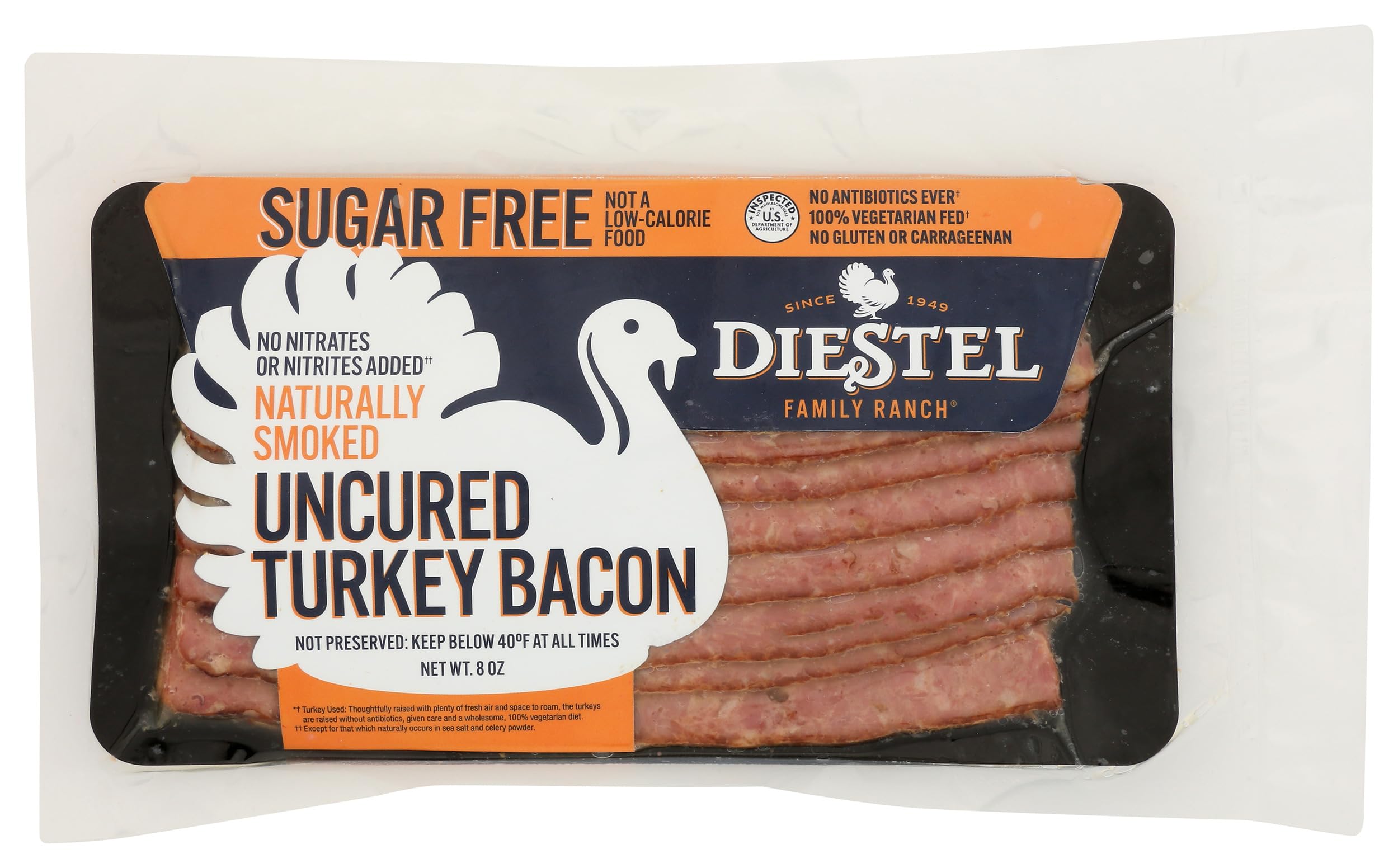 Turkey Bacon Sugar Free Uncured, 8 Ounce