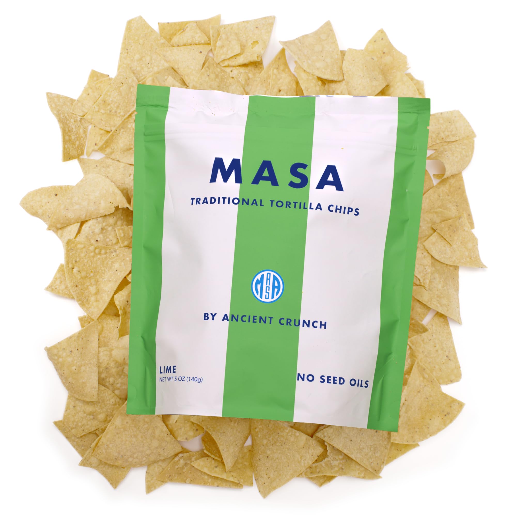 MASA Chips Lime Flavored Corn Tortilla Chips Cooked in Pure Beef Tallow | Seed oil free snack, only naturally grown corn, fresh lime & sea salt, gluten free